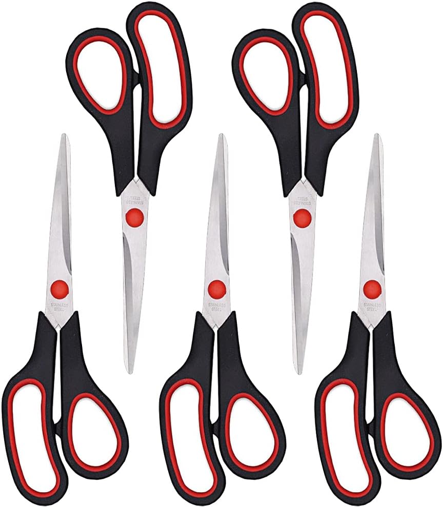 Detalle de Dice red J001 Multipurpose Scissors, 8.5-Inch, Stainless Steel, 5-Pack