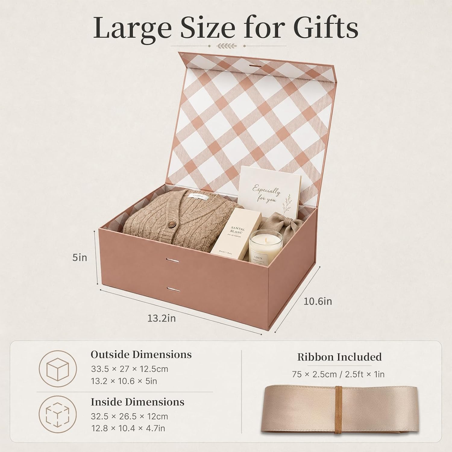 Detalle 2 de Tekhoho Roségold Geschenkbox 33,5x27x12,5 cm