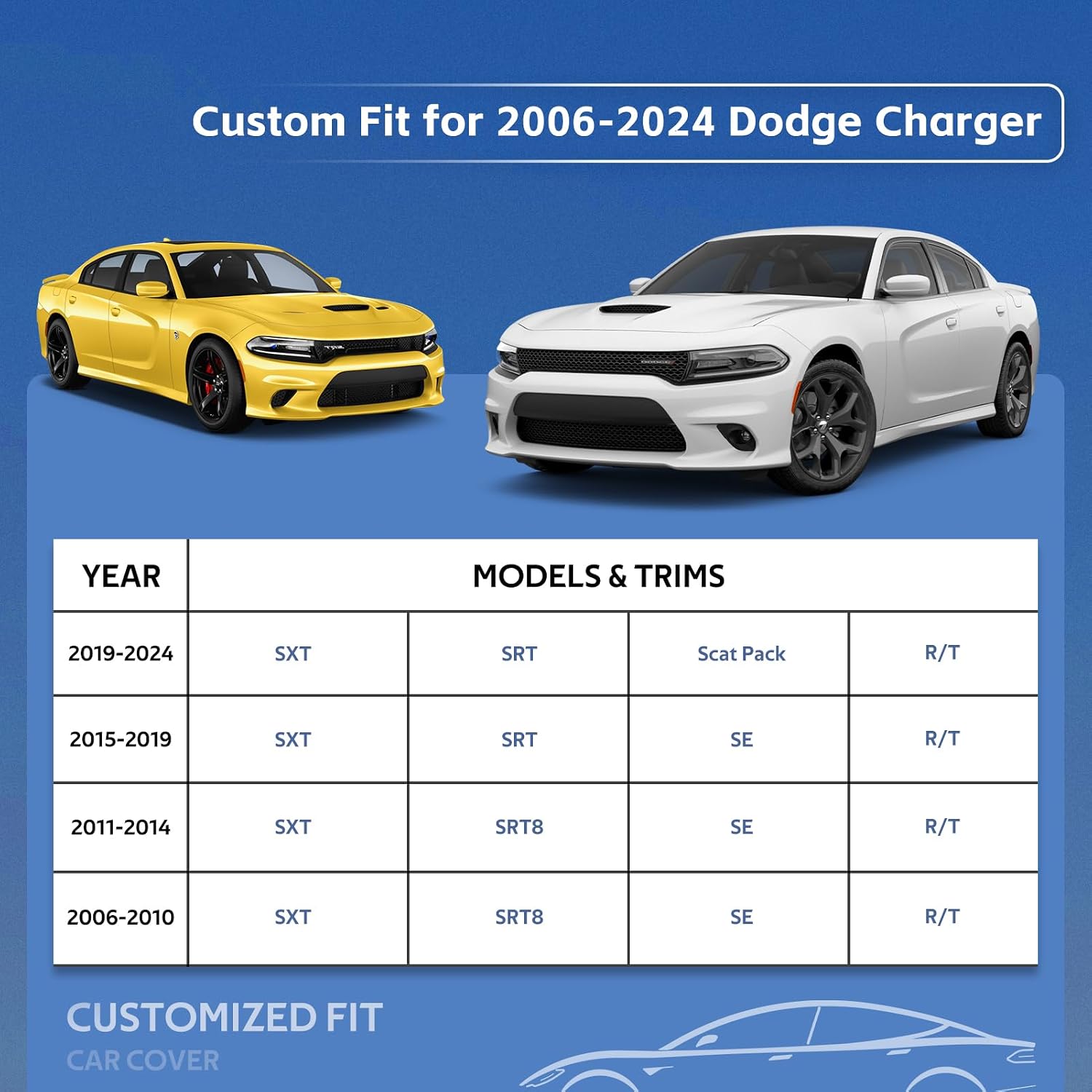 Thumbnail 2 de Holthly 10 Layers Car Cover: Custom Fit for Dodge Charger (2006-2024) Waterproof All-Weather Protection
