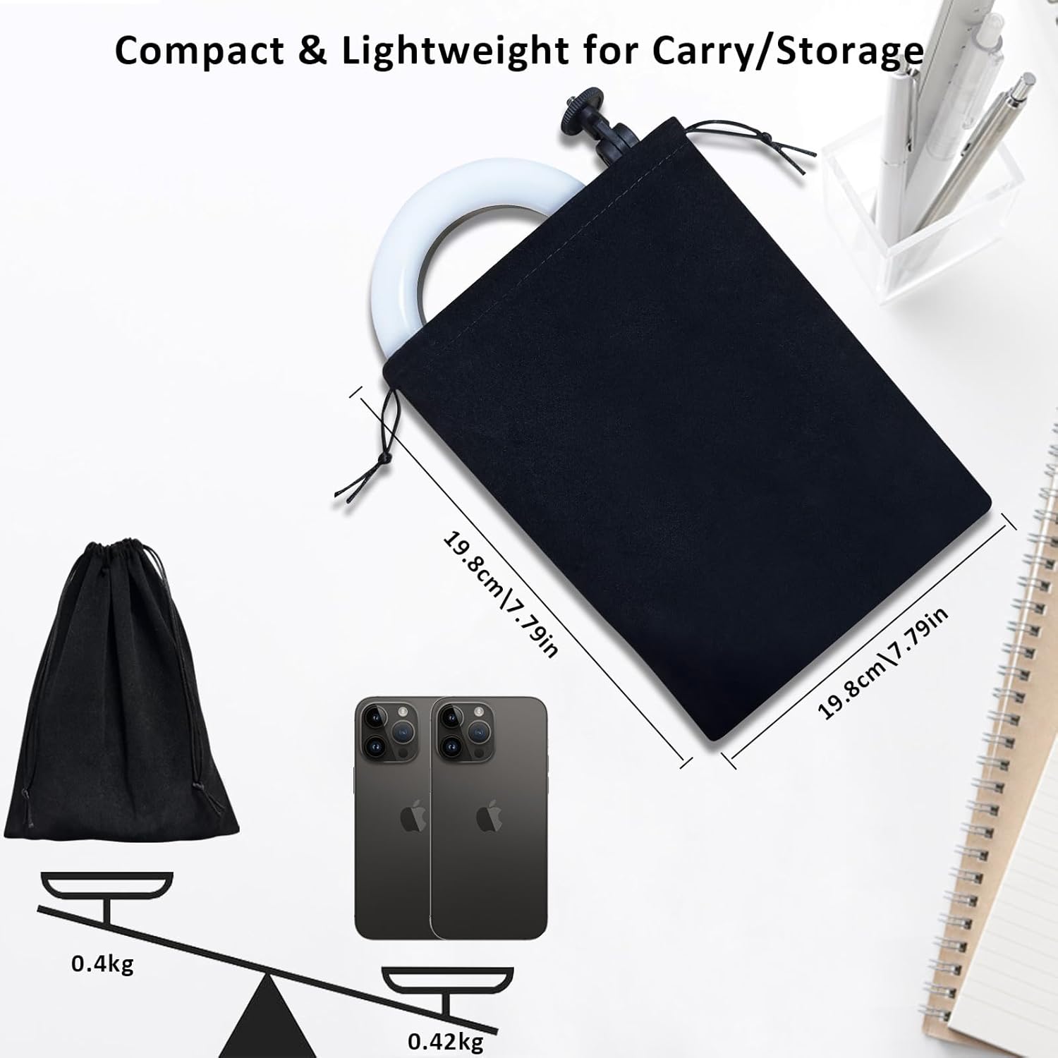 Thumbnail 5 de 5-inch Desk Ring Light with Telescopic Stand and Built-in Phone Holder