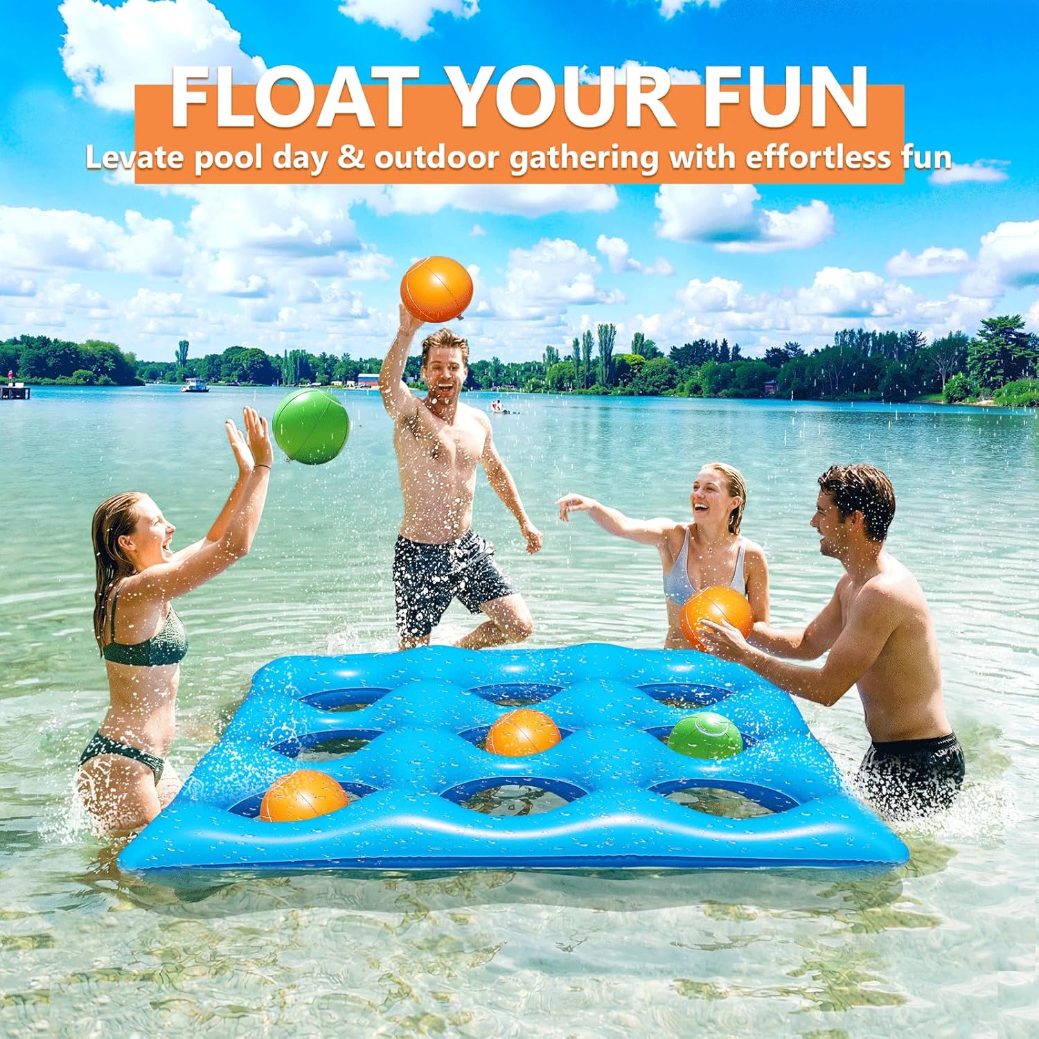 Detalle de Luxfero Tic-Tac-Toe gonflable pour piscine – Jeu géant 2 à 10 joueurs