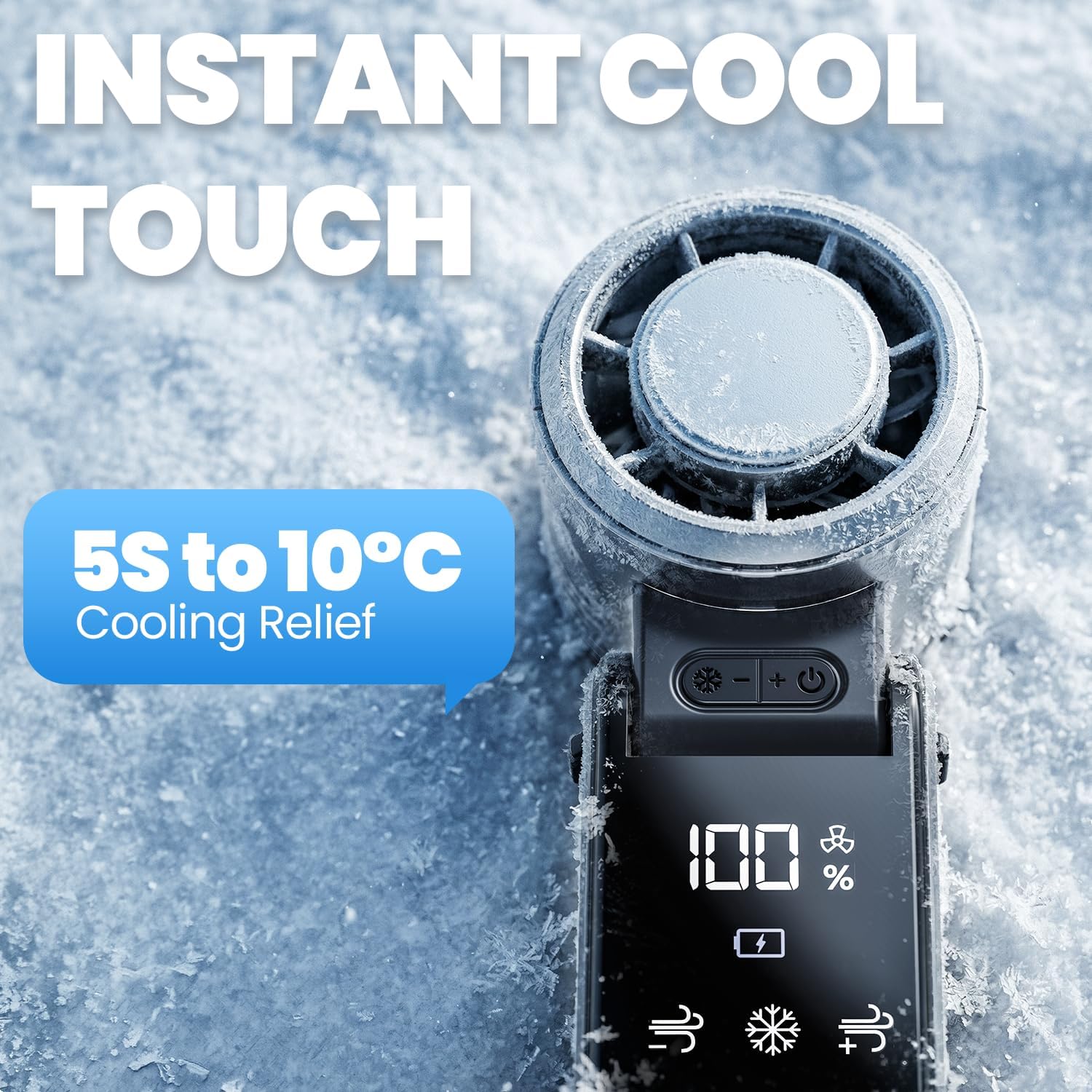 Thumbnail 2 de HappyGoo Portable Handheld Fan: 1–100 Speed, Turbo Airflow & 120° Foldable Desk Fan