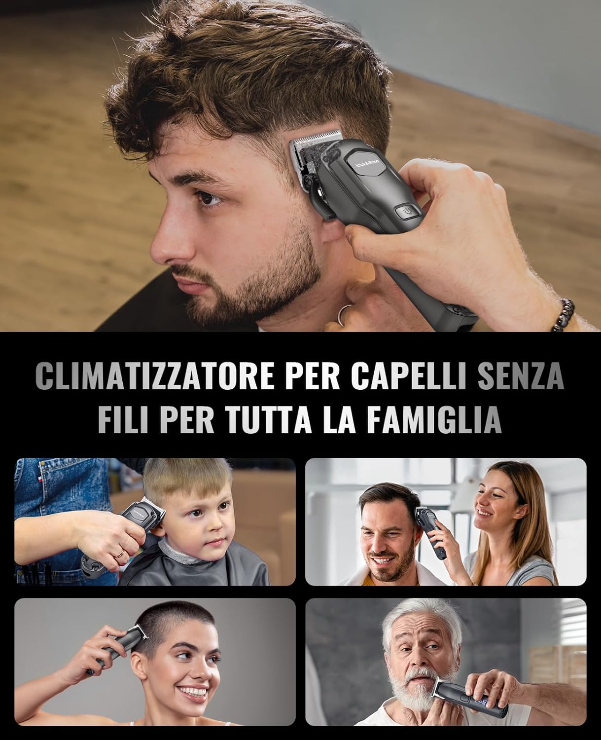 Thumbnail 5 de Jack & Rose set tagliacapelli uomo professionale con T-blade e regolabarba, impermeabile IPX7