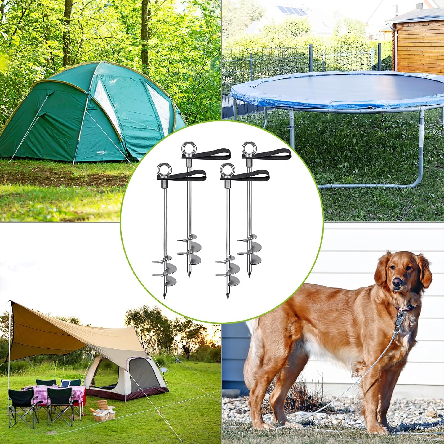 Thumbnail 6 de Insaga Bodenanker 42 cm Heavy-Duty (2 Stück) zum Eindrehen für Zelte, Trampoline & Vordächer