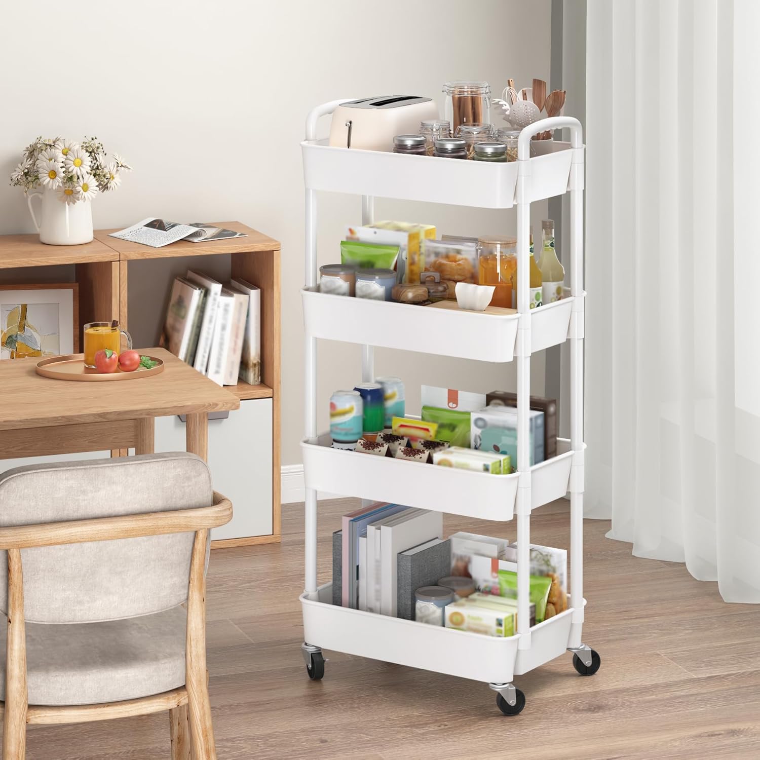 Detalle 2 de Sywhitta 4-Tier Rolling Utility Cart