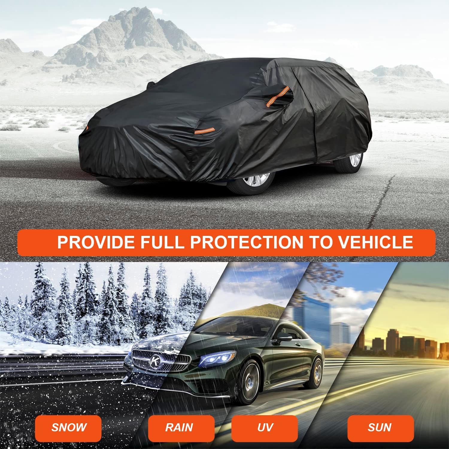 Thumbnail 4 de Kayme 7-Layers Estate Car Cover: Waterproof, Breathable Full Wagon Protection (179–190 cm) for A4 Avant, 3 Series Touring, Passat, Octavia Combi and more