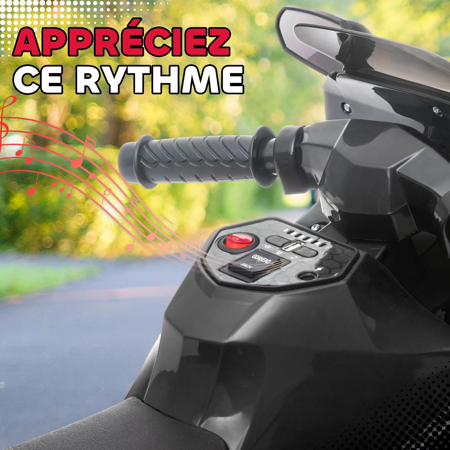 Thumbnail 6 de AIYAPLAY 370-451V90BK elektrische kinder-motorfiets, 6 V, 2,5 km/u