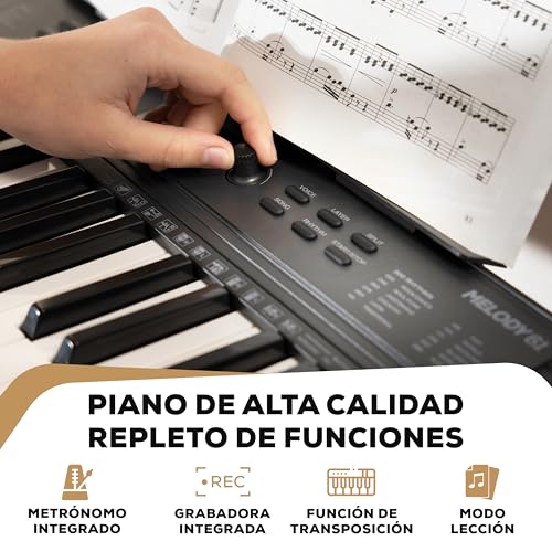 Detalle de Alesis Melody 61 MK4: Teclado de 61 teclas con accesorios para aprender piano