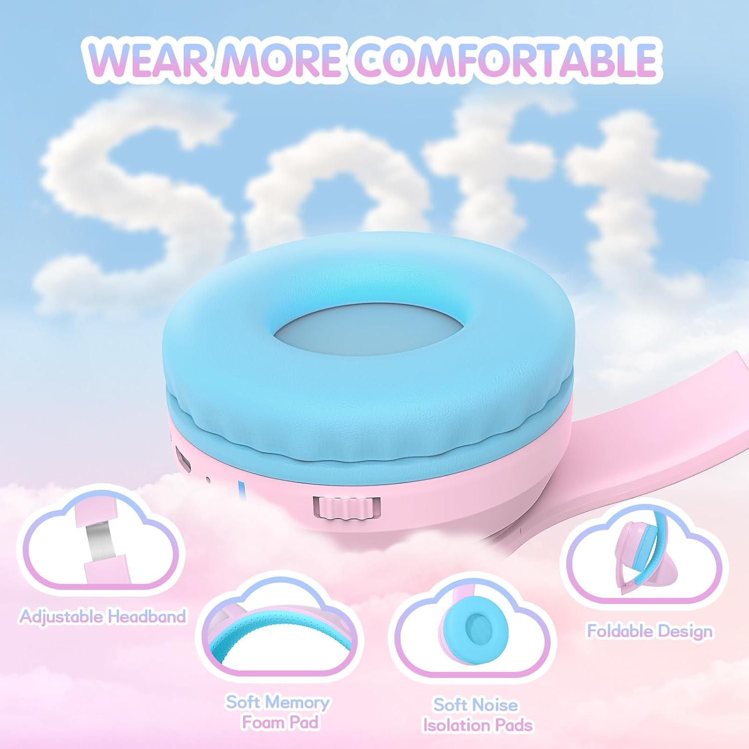 Thumbnail 3 de IFECCO Kids Wireless Headphones with Microphone and LED Cat Ears