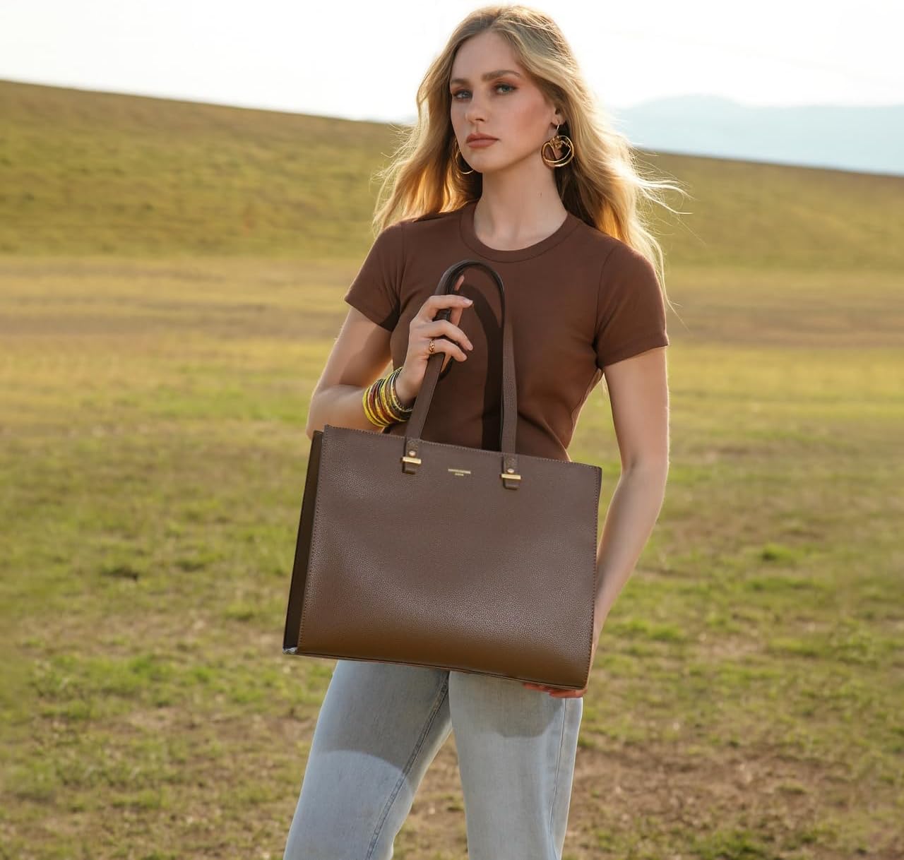 Thumbnail 2 de David Jones Sac Cabas Grande Taille XL Rouge Bordeaux