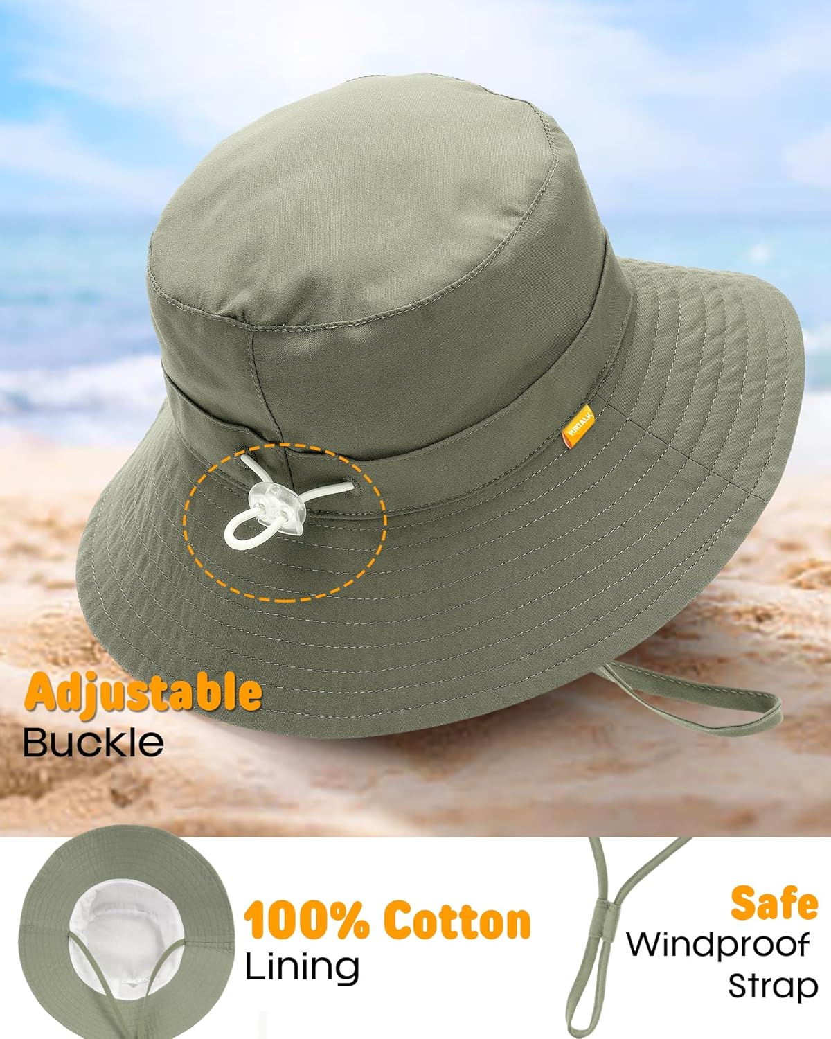 Thumbnail 1 de FURTALK Baby Sun Hat Smile Face Bucket Hat (0-5 Years) – UPF 50+ Sun Protection