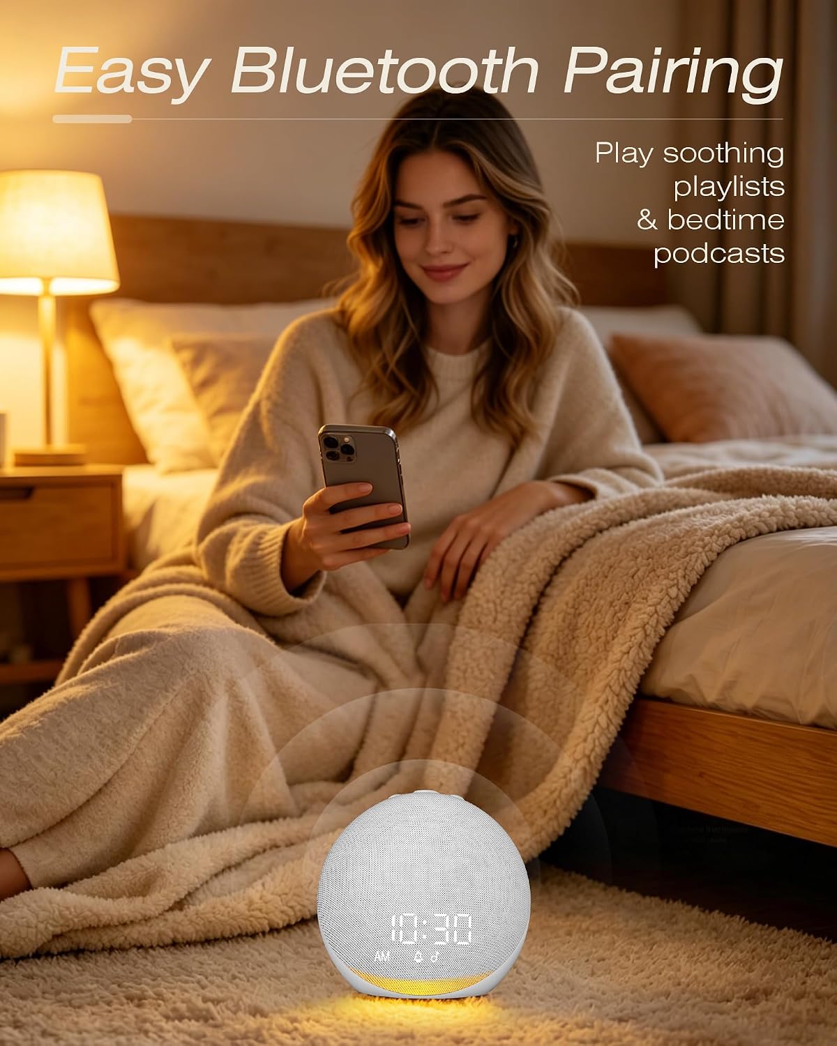 Detalle de Venchin Bruit Blanc digitale wekker met 25 geluiden, Bluetooth en nachtlamp