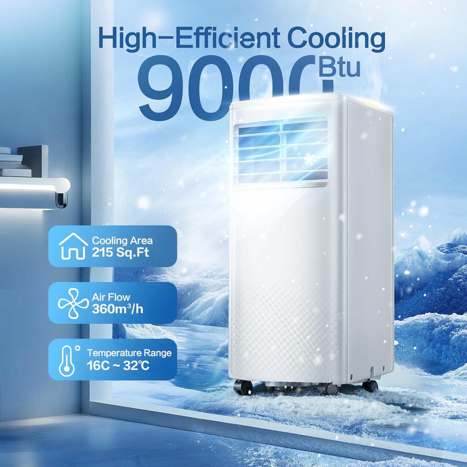 Detalle 2 de Air Conditioning Unit 9000 BTU Portable with 4-in-1 Cooling, Fan, Dehumidifier and Sleep Mode