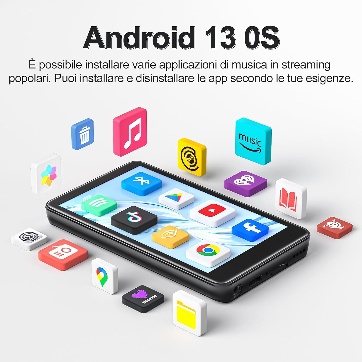 Thumbnail 1 de Lettore MP3 da 160GB con Bluetooth/WLAN e Android 13: intrattenimento all-in-one in tasca