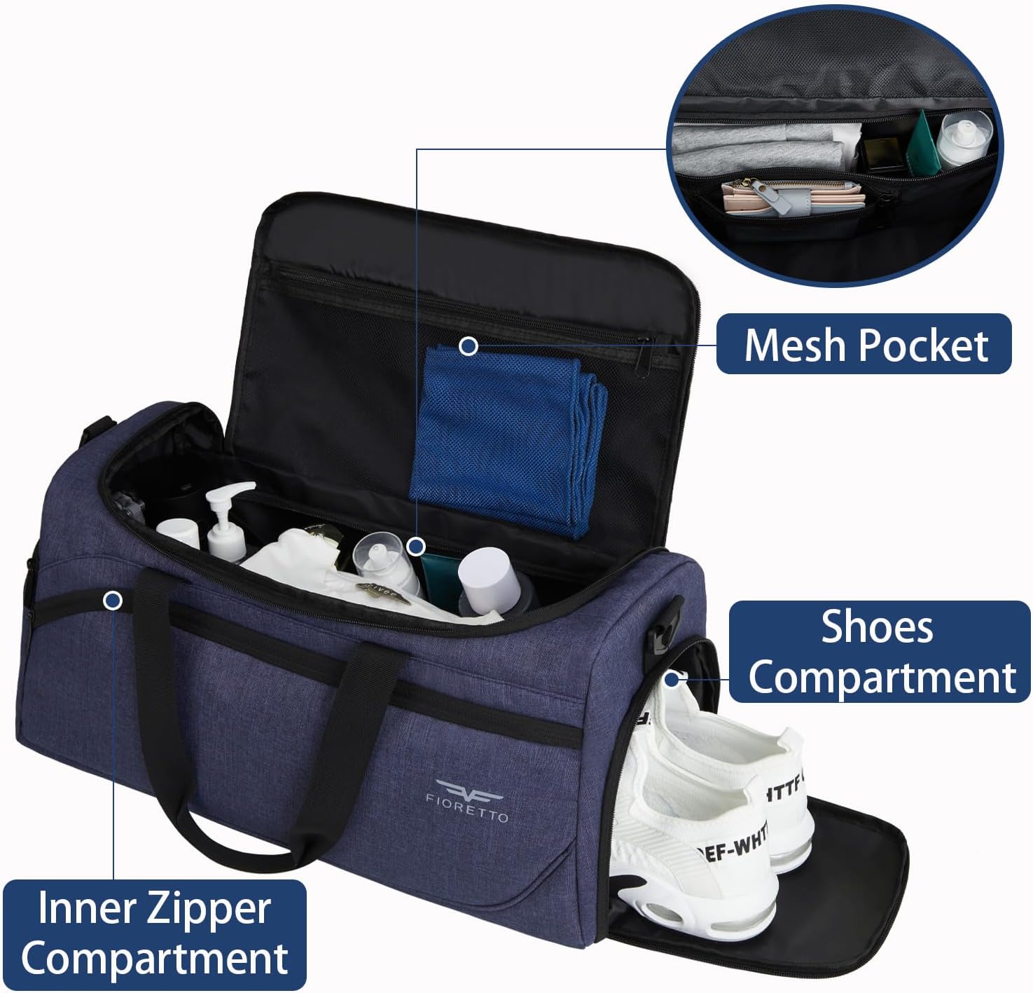 Thumbnail 1 de FIORETTO Mens Sports Gym Bag with wet pocket