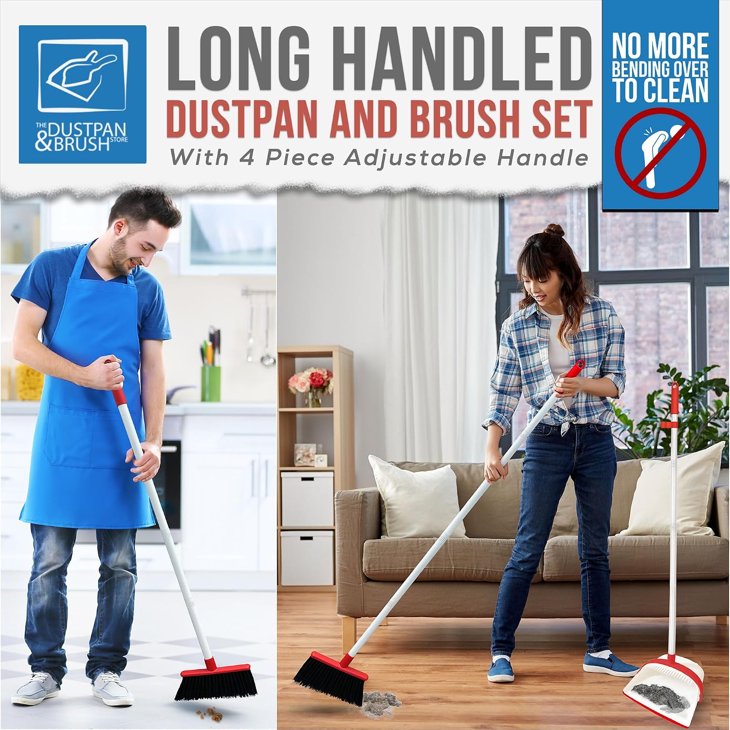 Detalle 2 de Long Handled Dustpan and Brush Set — Tall 1.0m 🧹
