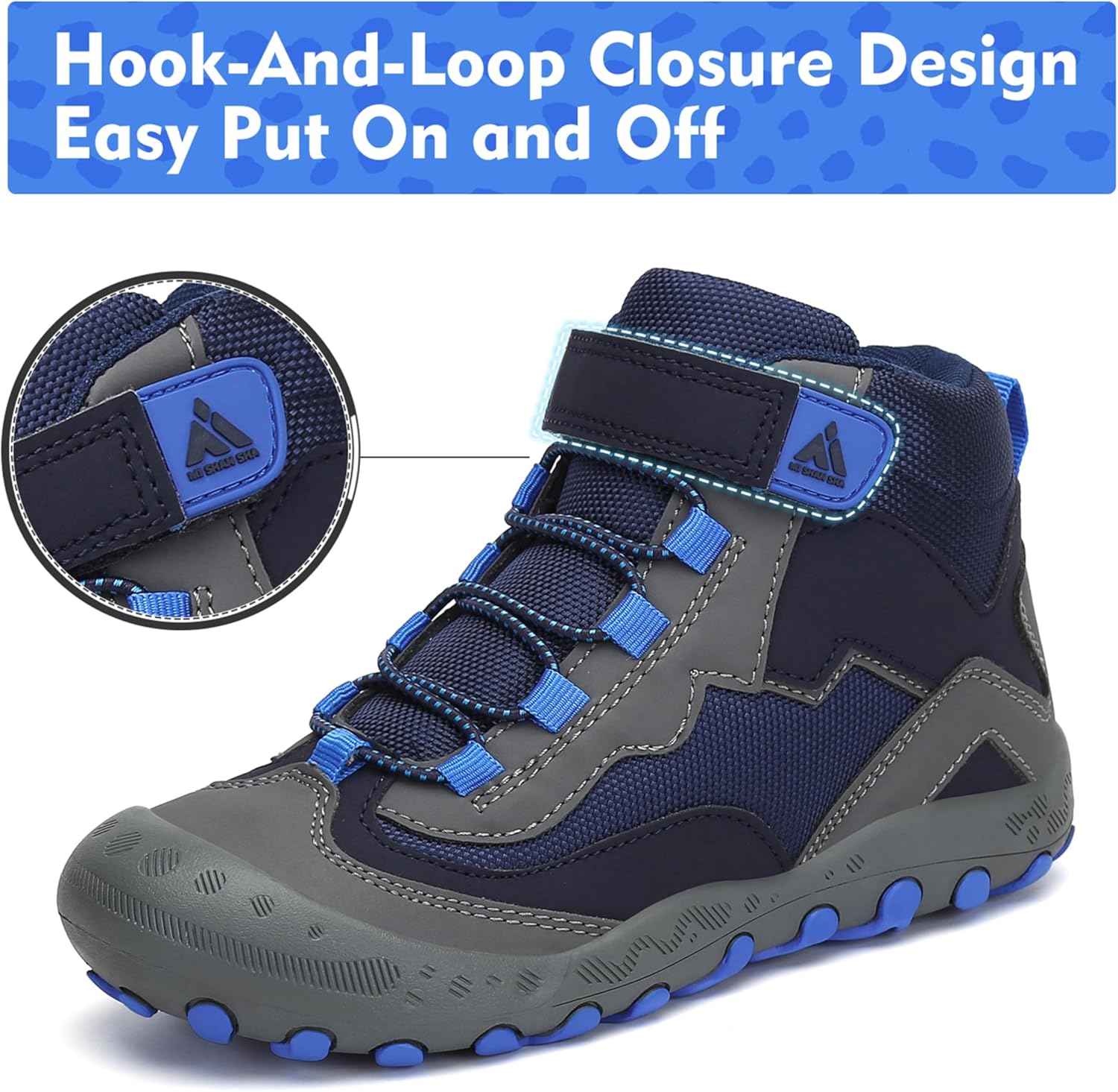 Thumbnail 3 de Mishansha Kinder Wanderschuhe/Trekkingstiefel aus Leder – rutschfeste Outdoor-Trekkingschuhe mit Schnellverstellsystem