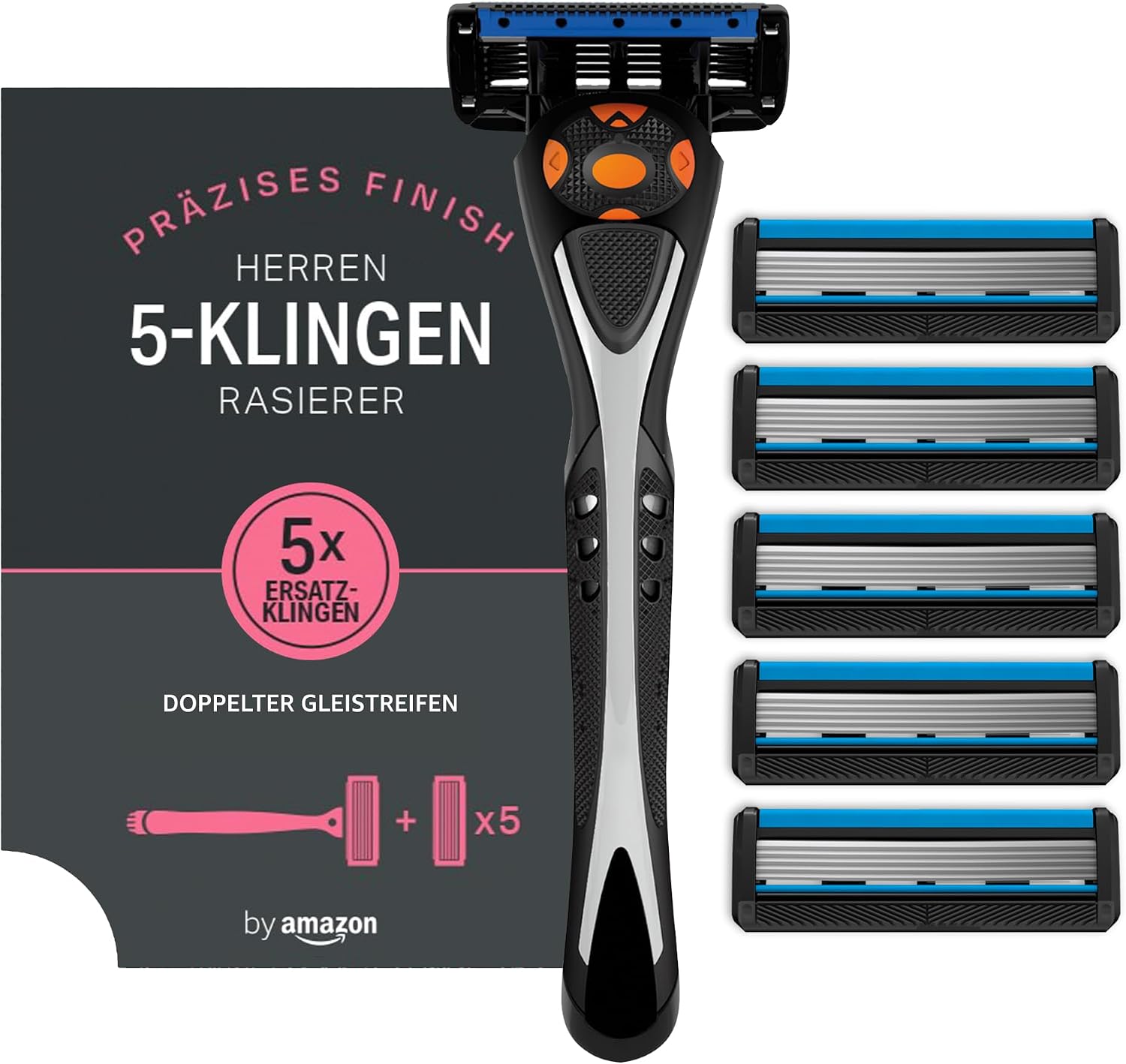 Detalle de by Amazon Herren 5-Klingen Rasierer Mehrfarbig