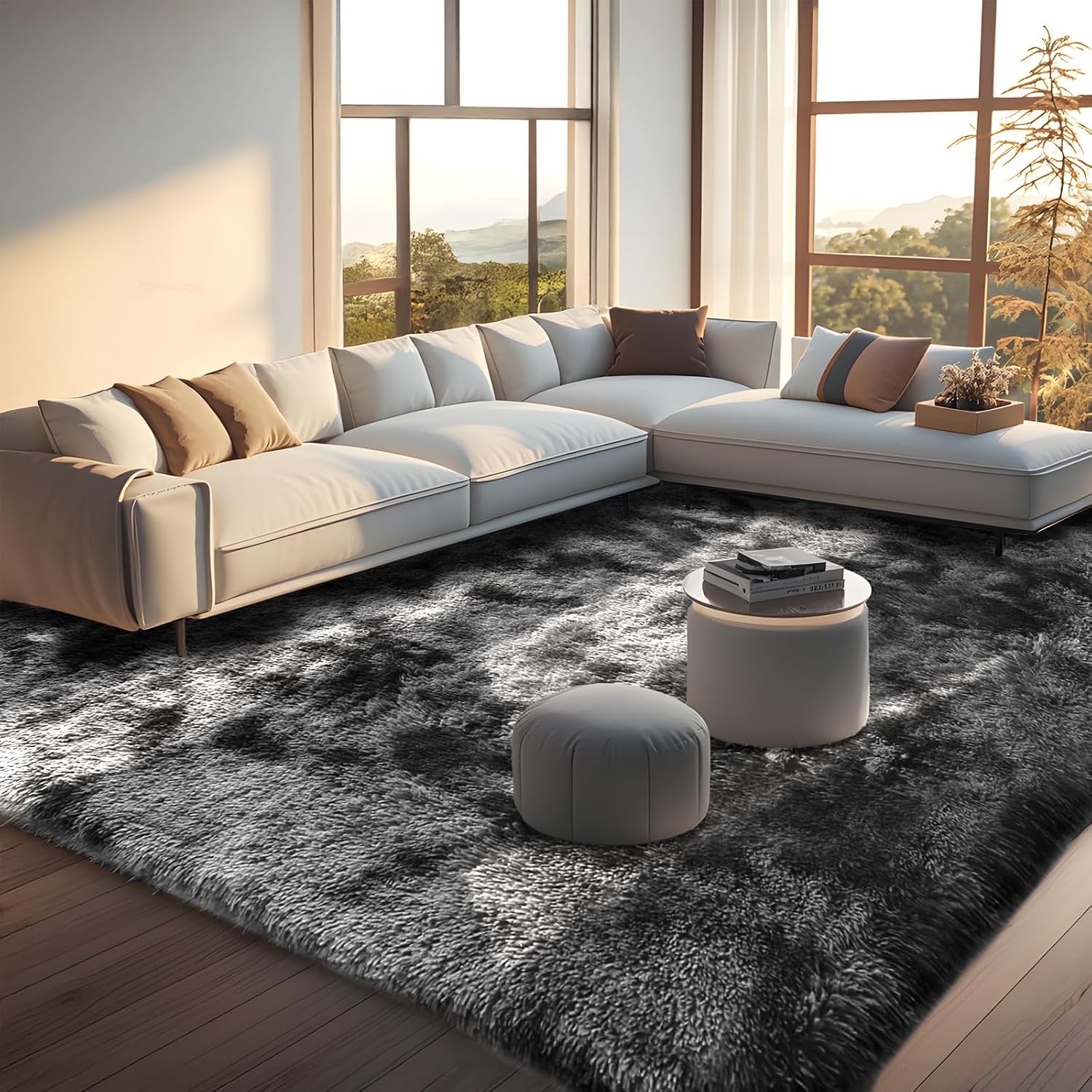 Detalle de Untimaty Rugs 160x230cm Dark Grey shaggy rug