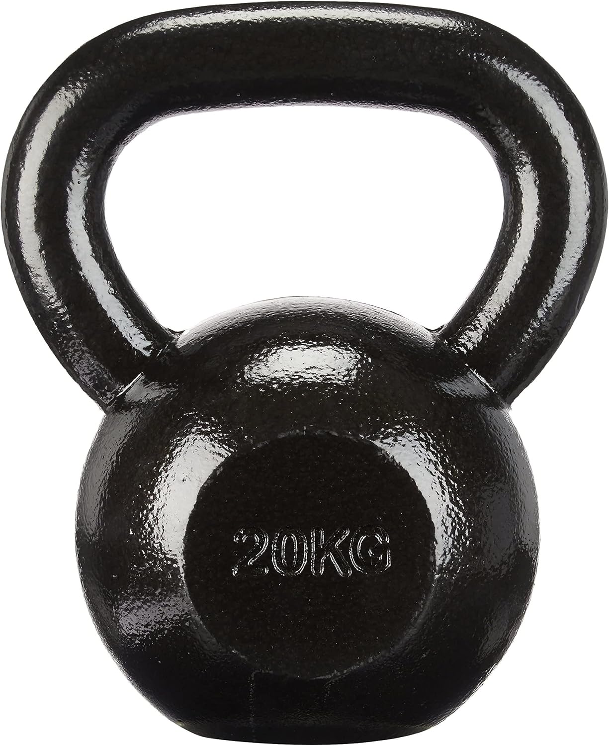Detalle de Amazon Basics kettlebell żeliwny z szerokim, teksturowanym uchwytem