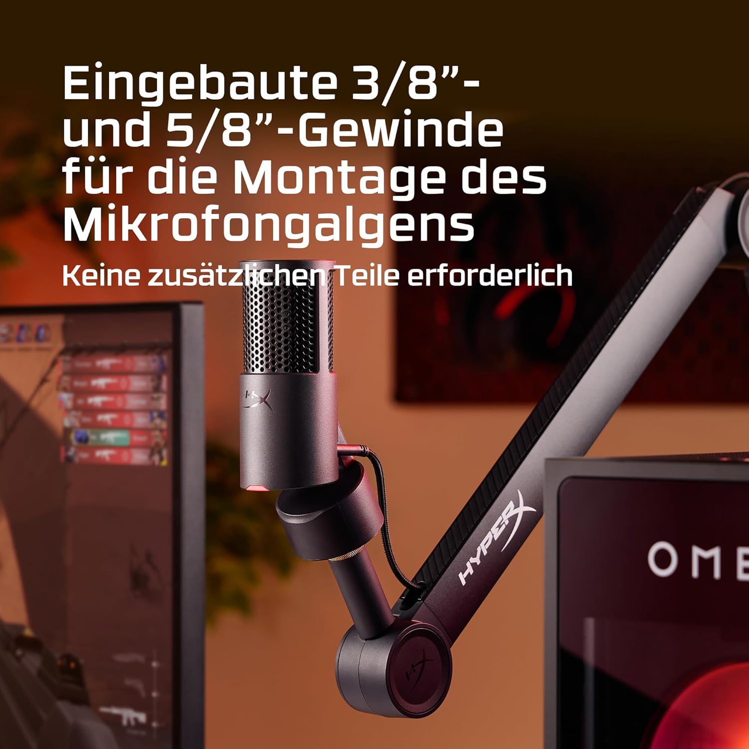 Thumbnail 5 de HyperX SoloCast 2 USB-Mikrofon (SoloCast 2) für Gaming & Streaming mit Tap-to-Mute, 96 kHz/24 Bit und integriertem Popfilter