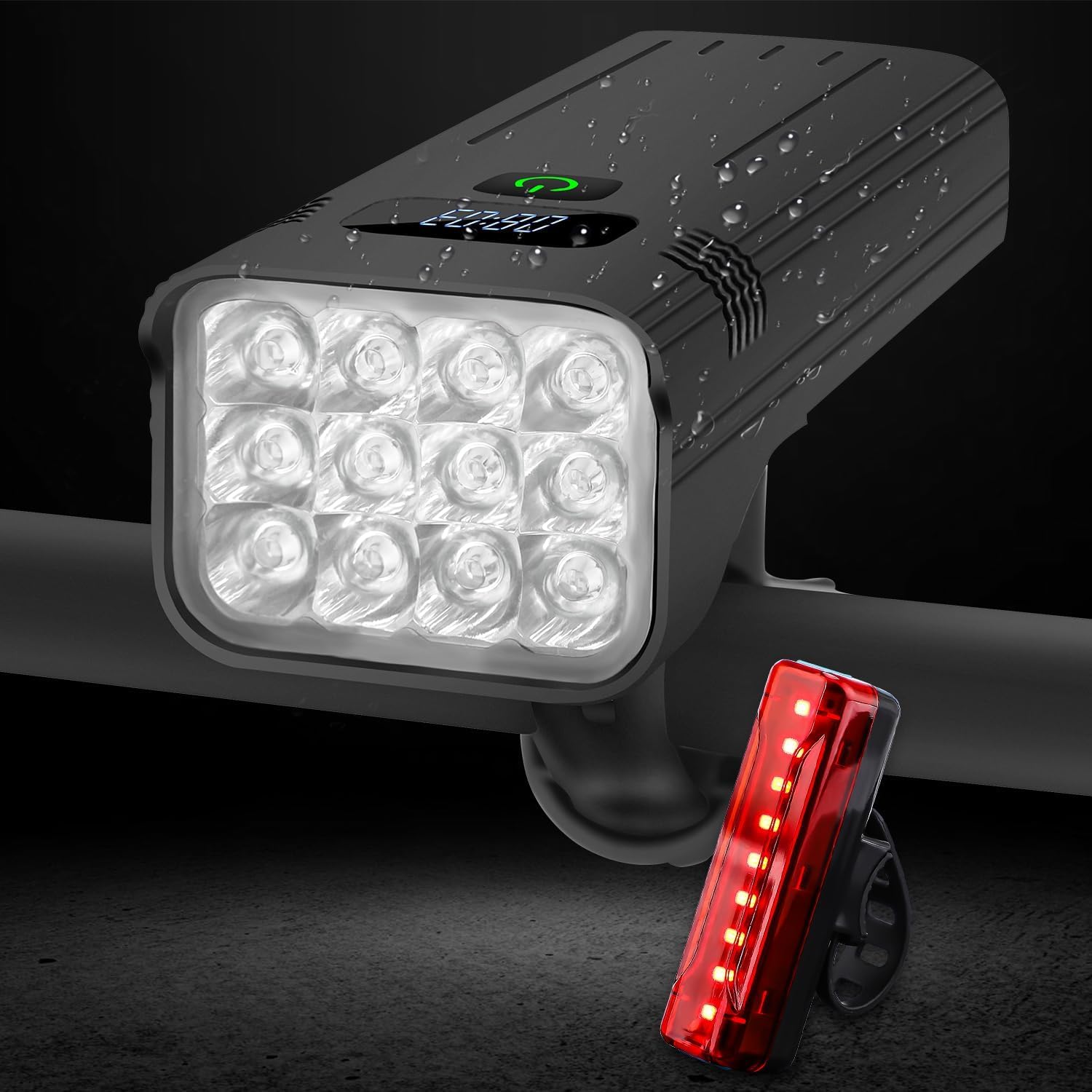 Detalle de KASLIGHT Rechargeable Bike Light Set with Handlebar Headlight and Taillight