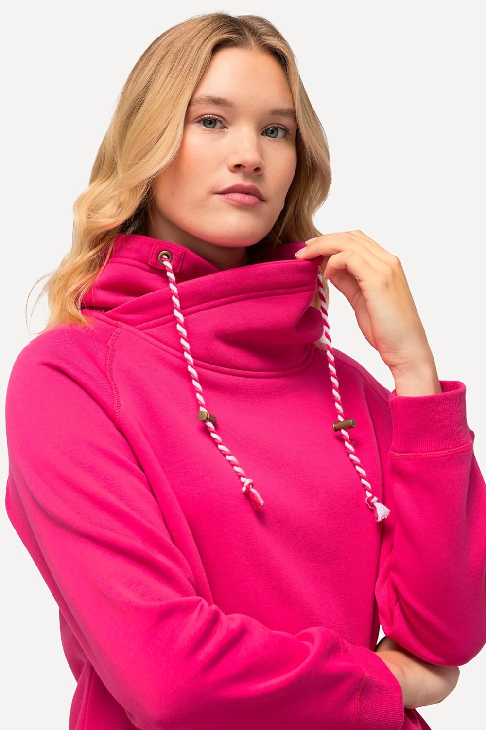 Detalle de Ulla Popken Sweatshirt femme à col avec cordon et manches longues