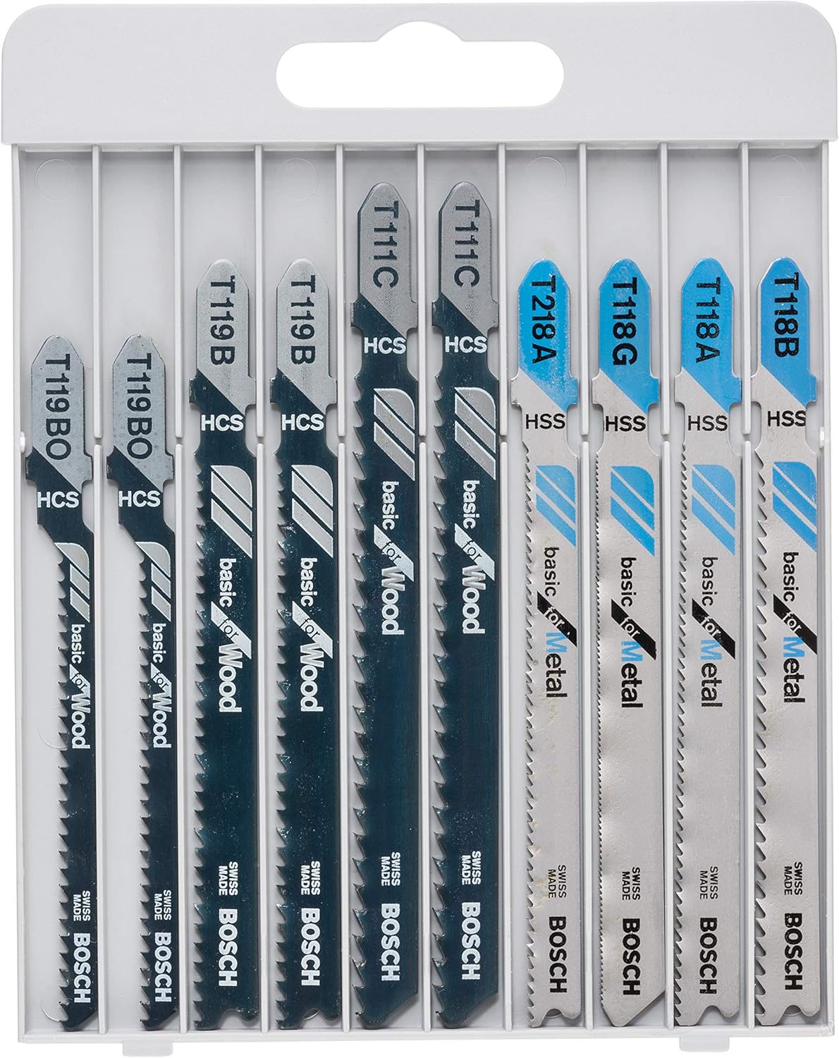 Detalle de Bosch Accessories – Jeu de 10 lames de scie sauteuse Basic (bois et métal)
