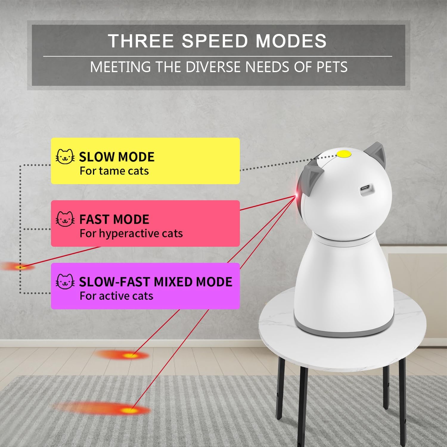 Detalle 1 de YVE LIFE M05 Automatic Cat Laser Toy, Motion-Activated Random Paths, 3 Speeds