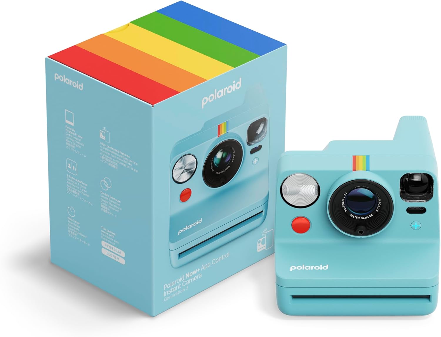 Polaroid Now+ Generation 3 – Sofortbildkamera in Arktisblau mit Bluetooth-Verbindung