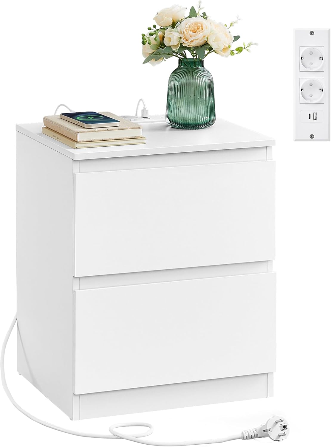 Detalle de VASAGLE KAILYN LET621W02 comodino con ciabatta 1,5 m