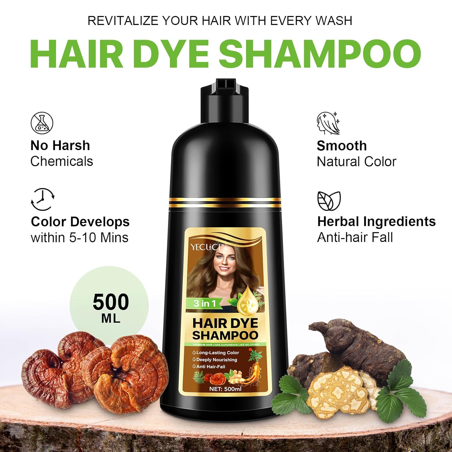 Detalle de Braunes Haarfärbe Shampoo 3 in 1 500 ml