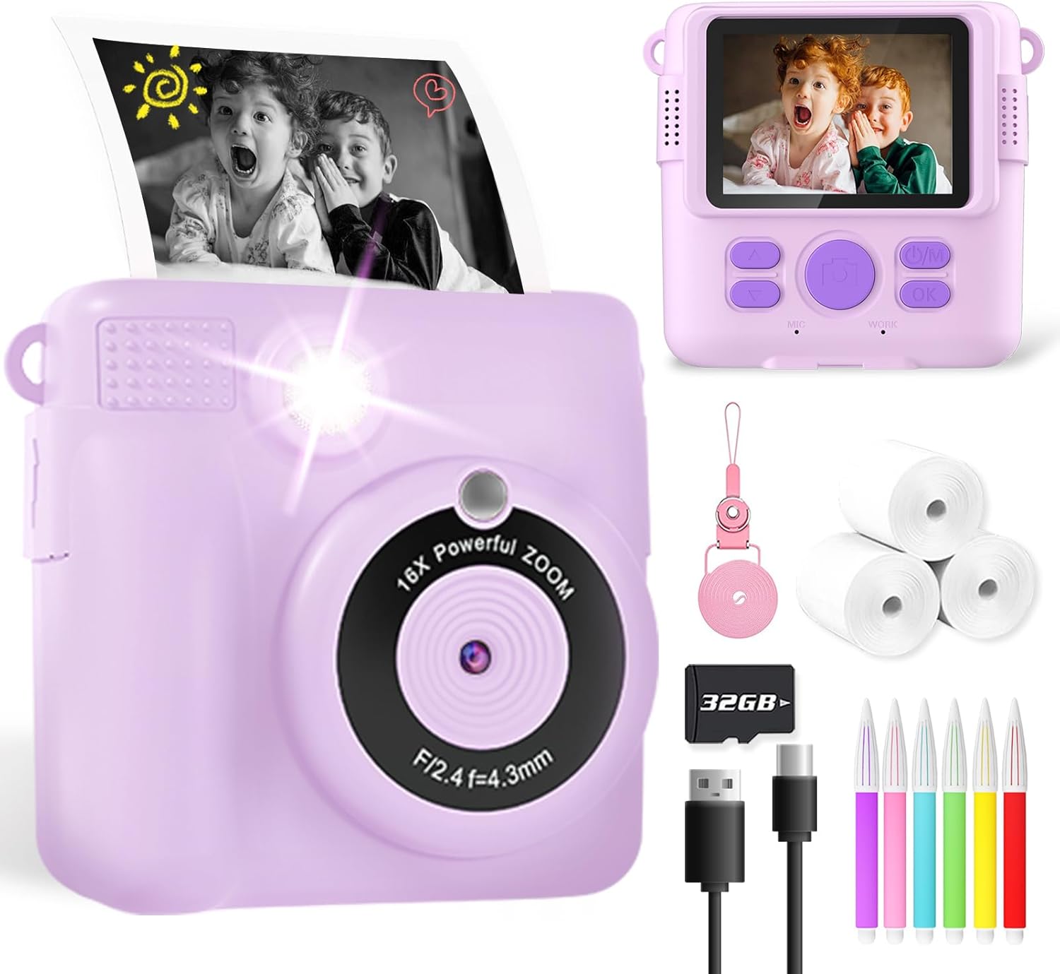 Detalle de YORKOO Kids Camera 1080P with 32GB