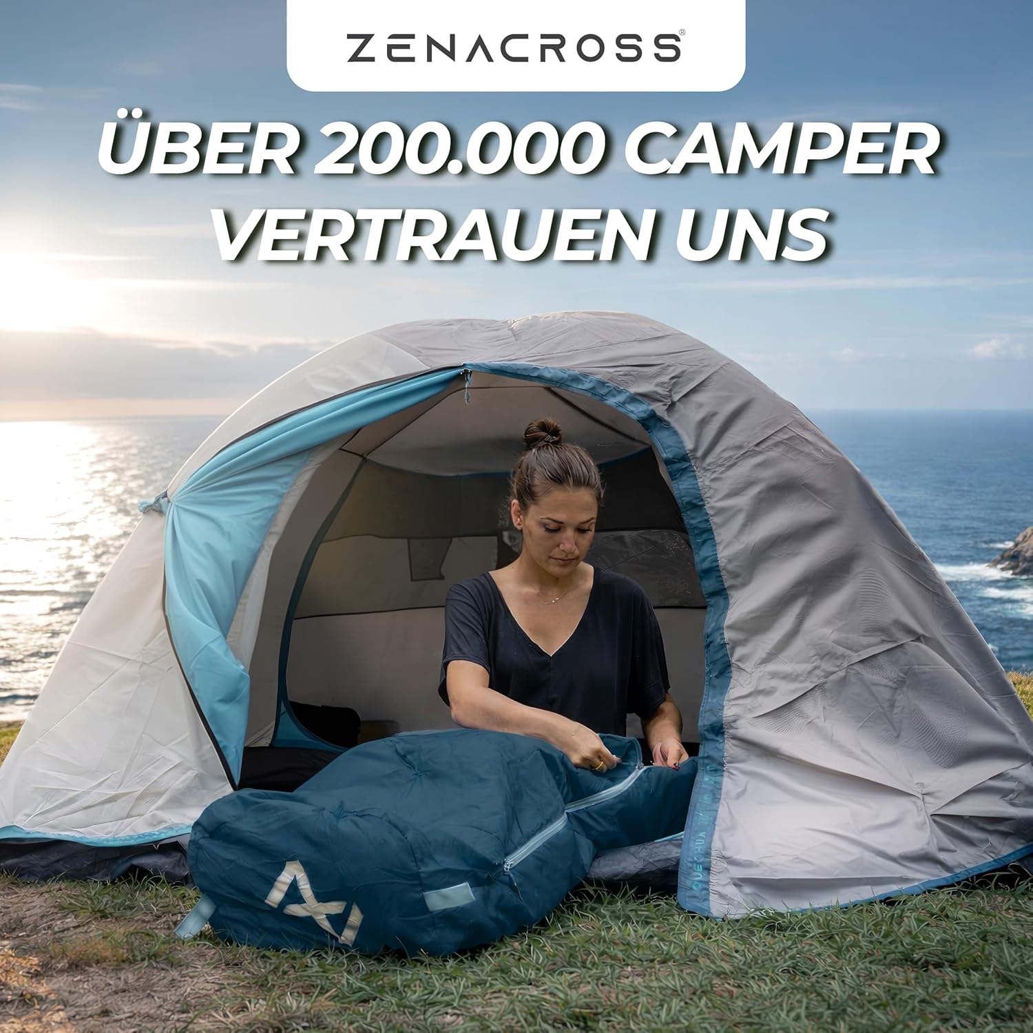 Thumbnail 6 de Zenacross Schlafsack Erwachsene – Sommerschlafsack ultraleicht (900 g), kompaktes Packmaß 15×30 cm