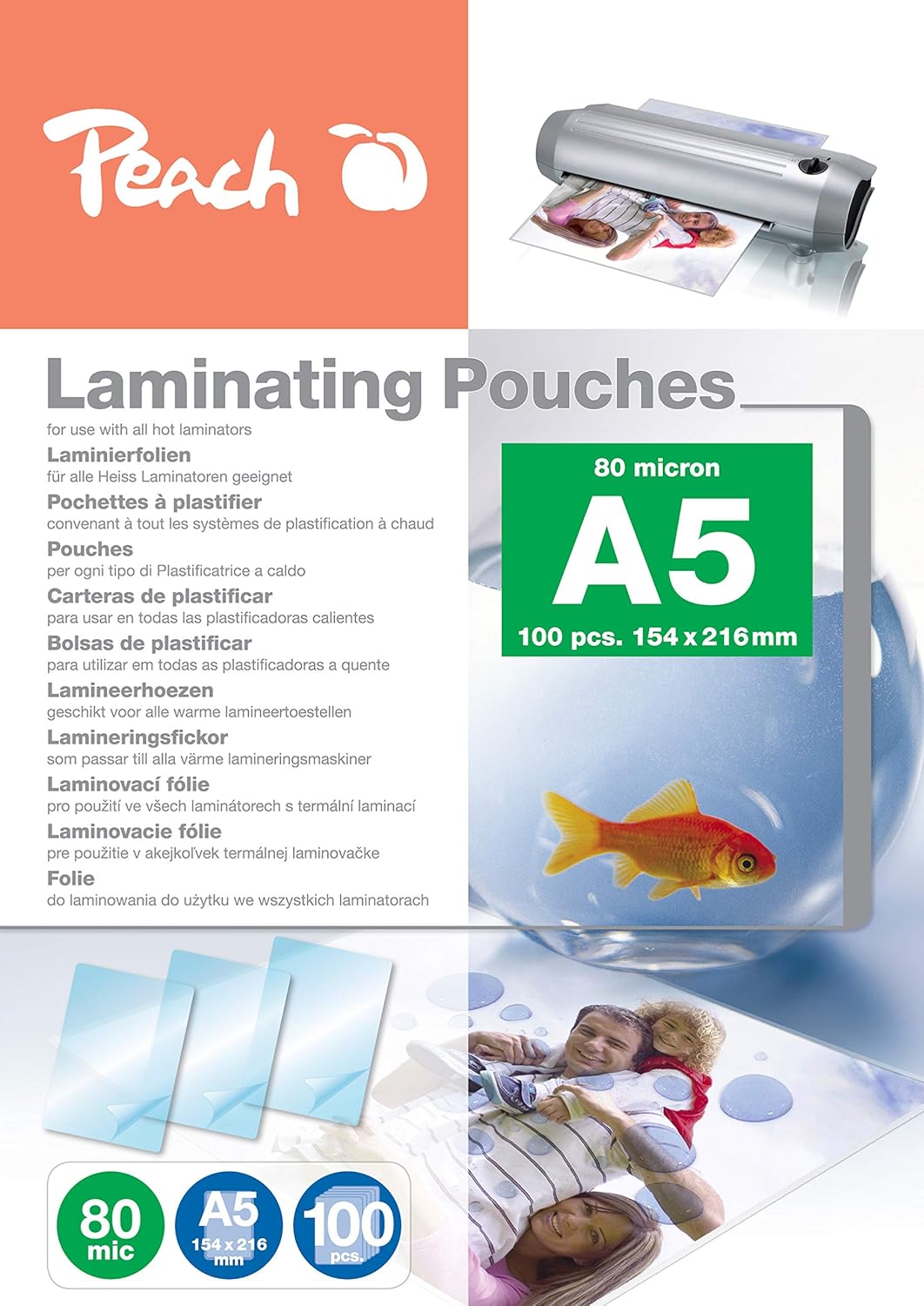 Thumbnail 1 de Peach Laminierfolien A5-100 µm – 100 Folien, glänzend, Premiumqualität
