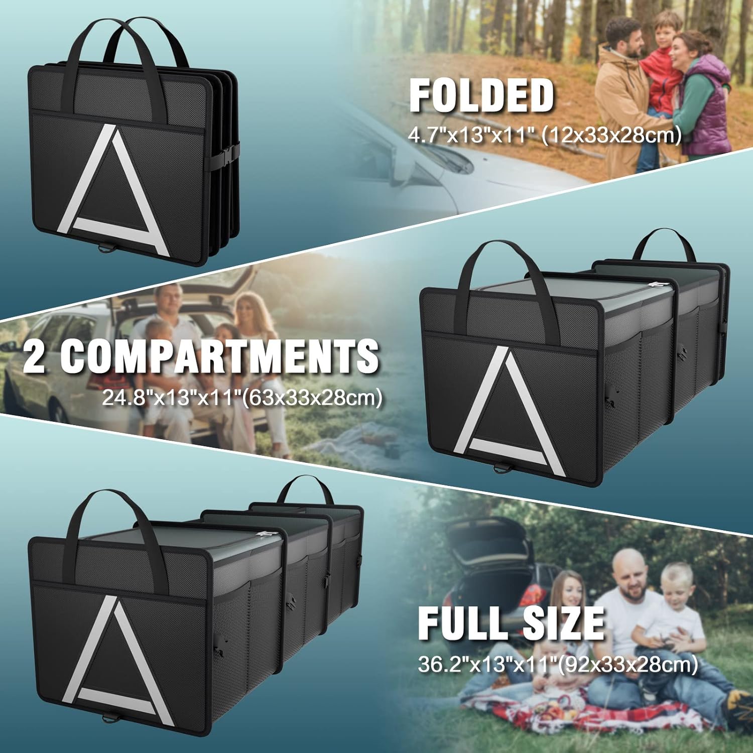 Detalle de K KNODEL Sturdy Car Trunk Organizer with Cooler 3 Compartments