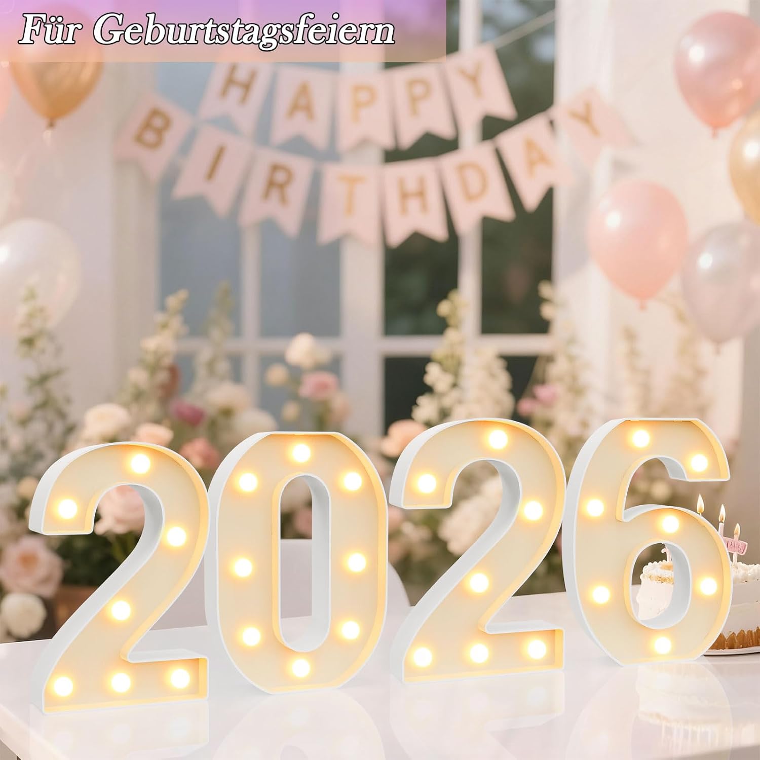 Detalle de LED Zahlenlampe 2026 – beleuchtete Ziffern mit Warmweiß/Kaltweiß, batteriebetrieben