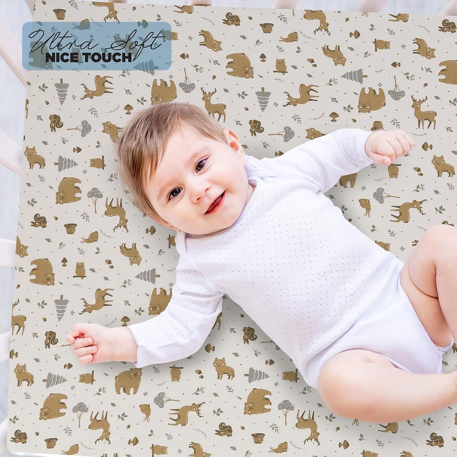 Thumbnail 3 de Berry and Bunny 100% Cotton Travel Cot Sheets (Pack of 2) – 65 x 95 cm, Deep Fit with Elasticated Corners