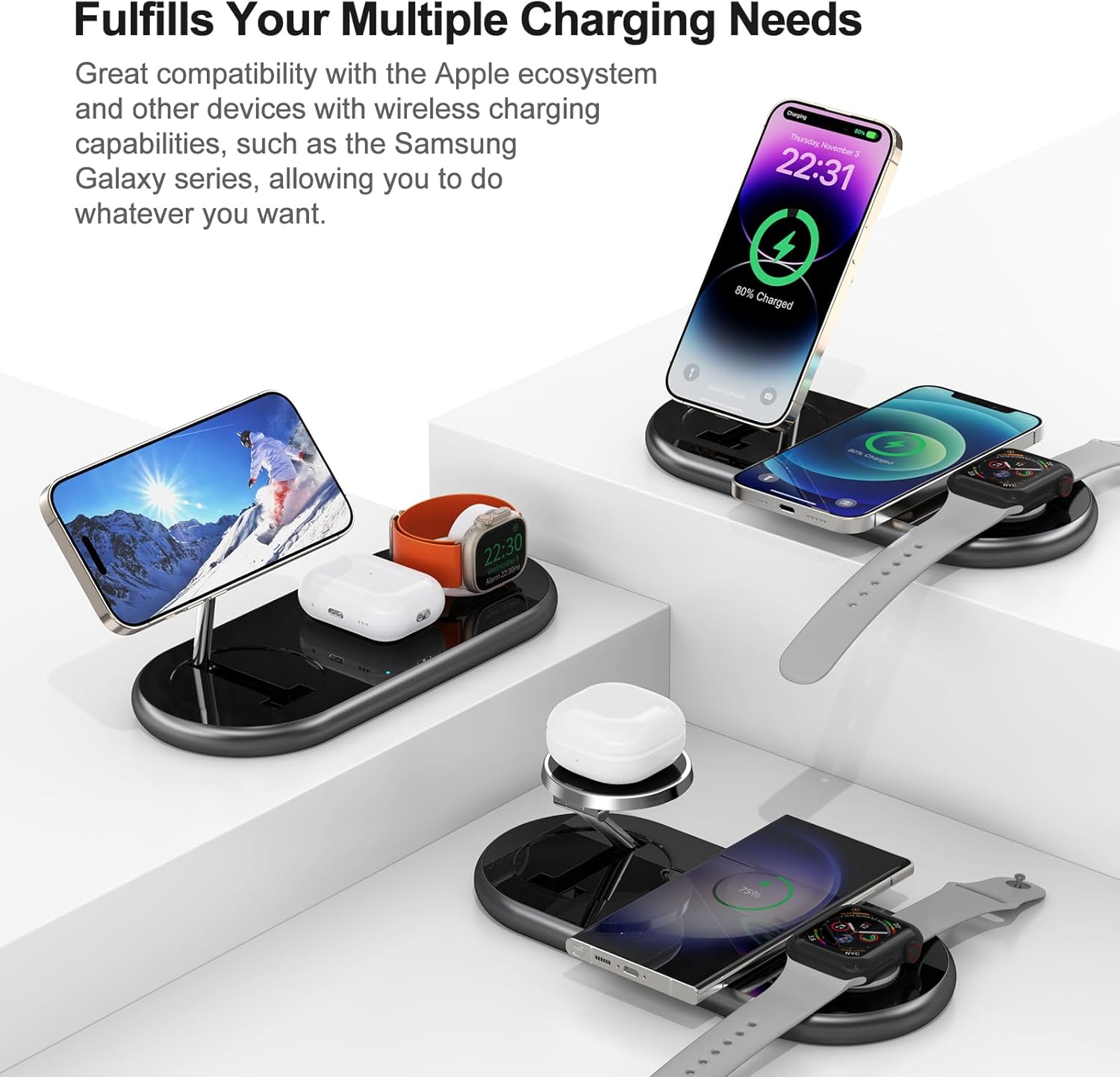 Thumbnail 3 de MagSafe 3-in-1 Charging Station for iPhone, iWatch, AirPods