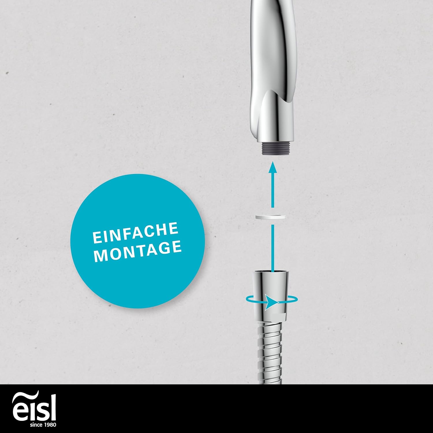Thumbnail 2 de EISL WELLY DX6051 Pommeau de douche réglable en 5 positions avec joint d'économie d'eau – chromé
