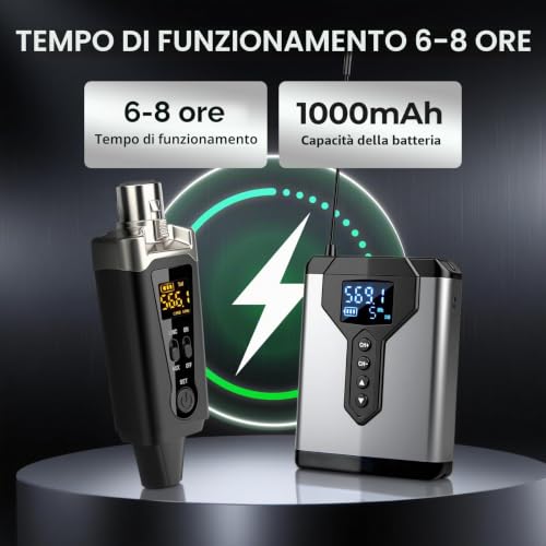 Detalle de Depusheng T9-2: Sistema di monitoraggio in-ear wireless con trasmettitore e ricevitore a clip