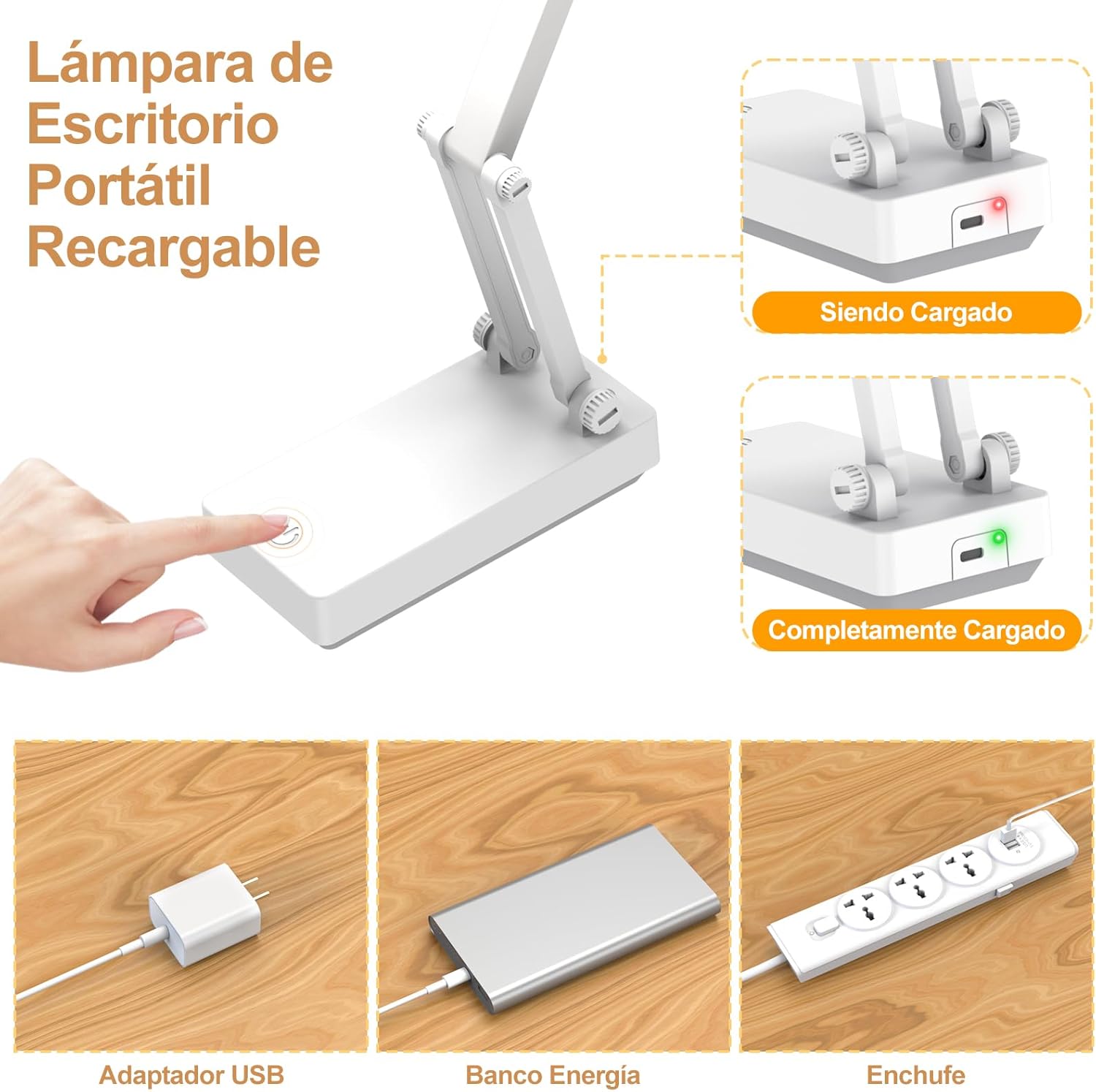 Thumbnail 4 de Lámpara de escritorio LED rechargeable con modos y táctil 💡