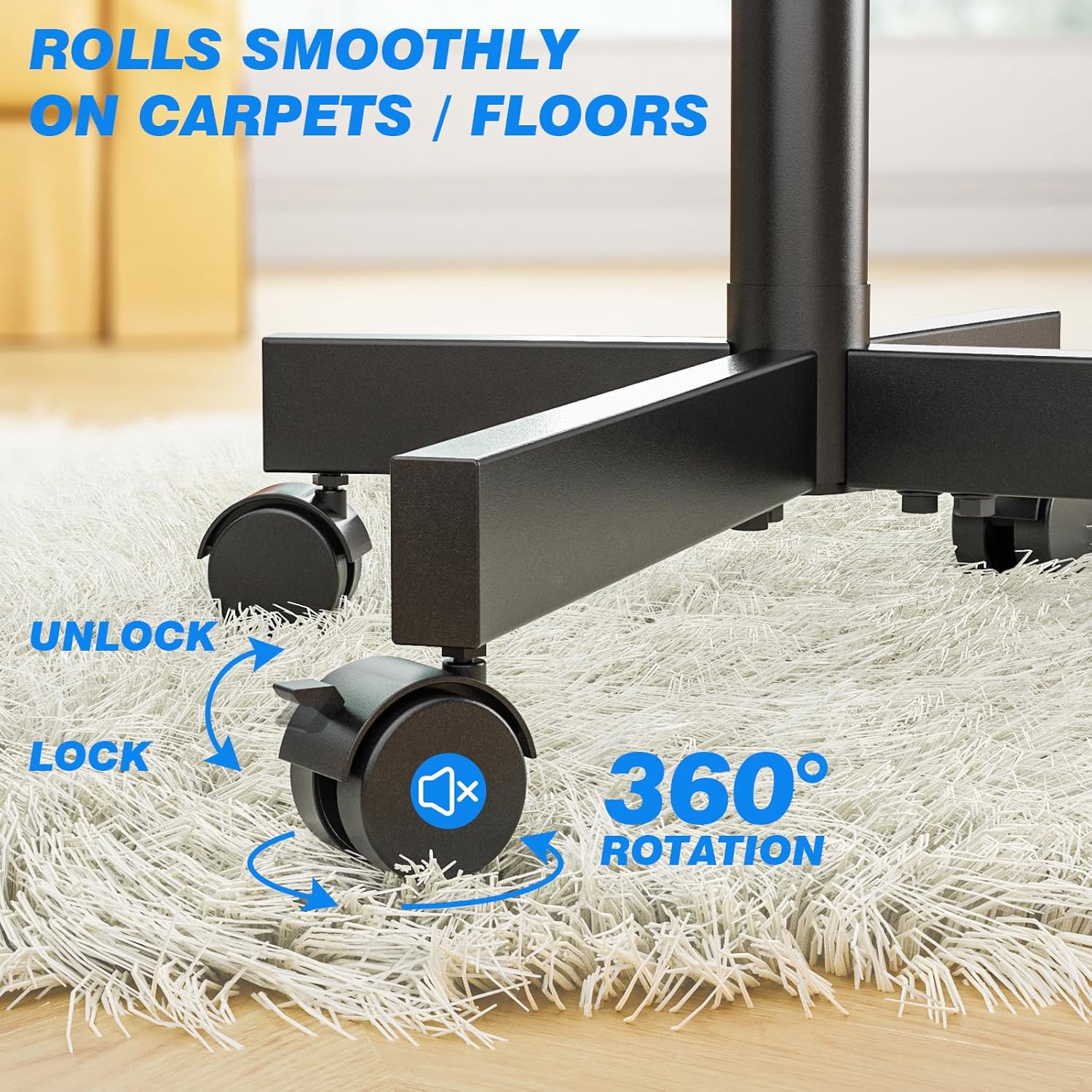 Thumbnail 4 de RFIVER Mobile TV Stand on Wheels (27–60 inch) with Height Adjustment, Tilt and VESA 400×400mm up to 40kg