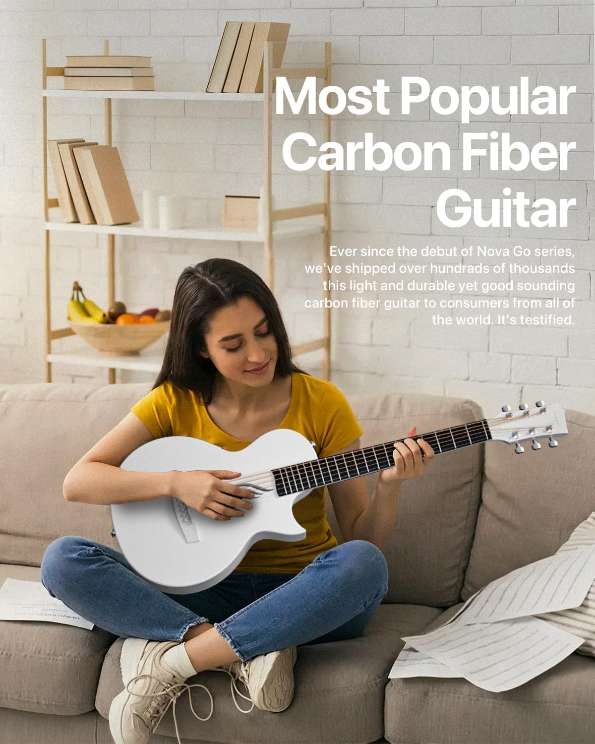 Thumbnail 6 de Enya NOVA GO SP1 Carbon Fiber Travel Guitar (35") with Smart AcousticPlus, Built-in Effects, USB Recording & Bluetooth Speaker
