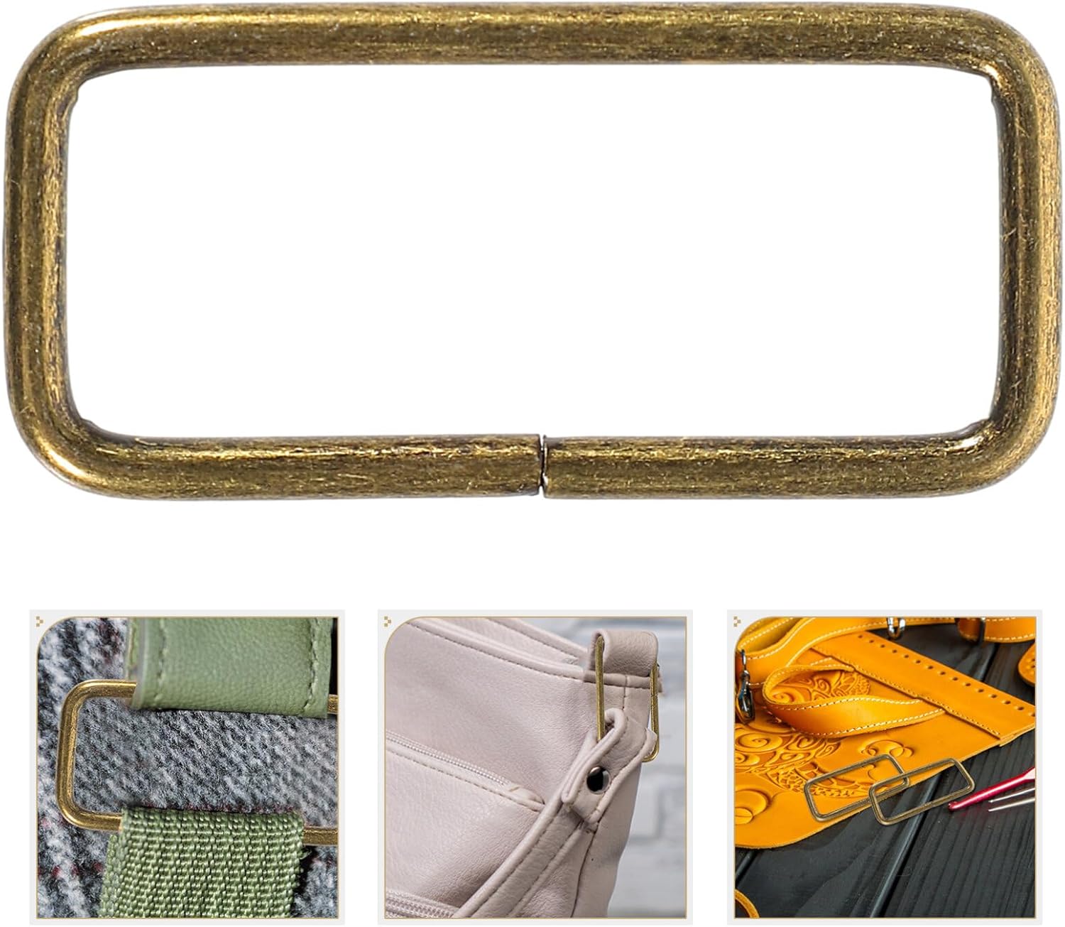 Thumbnail 3 de 20pcs Bronze Metal Buckle Rings for Bag Making (strap keepers for shoes, belts, backpacks, DIY)