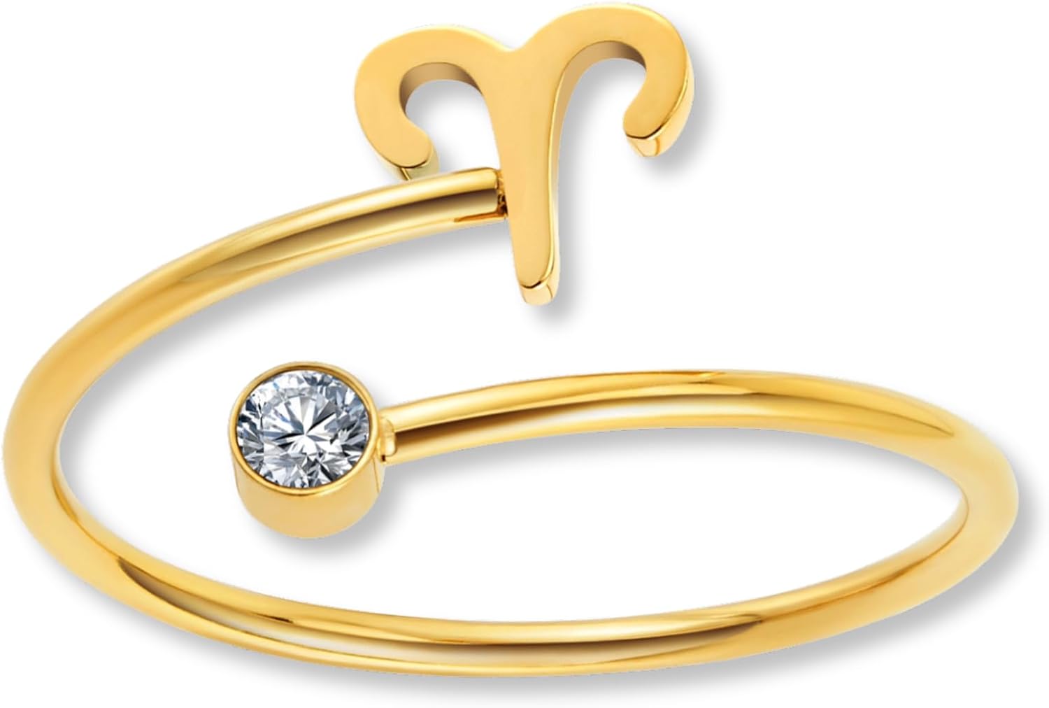 Detalle de Anello zodiacale in oro con zircone per donne | Regolabile 52–60, impermeabile e in acciaio inox 316L