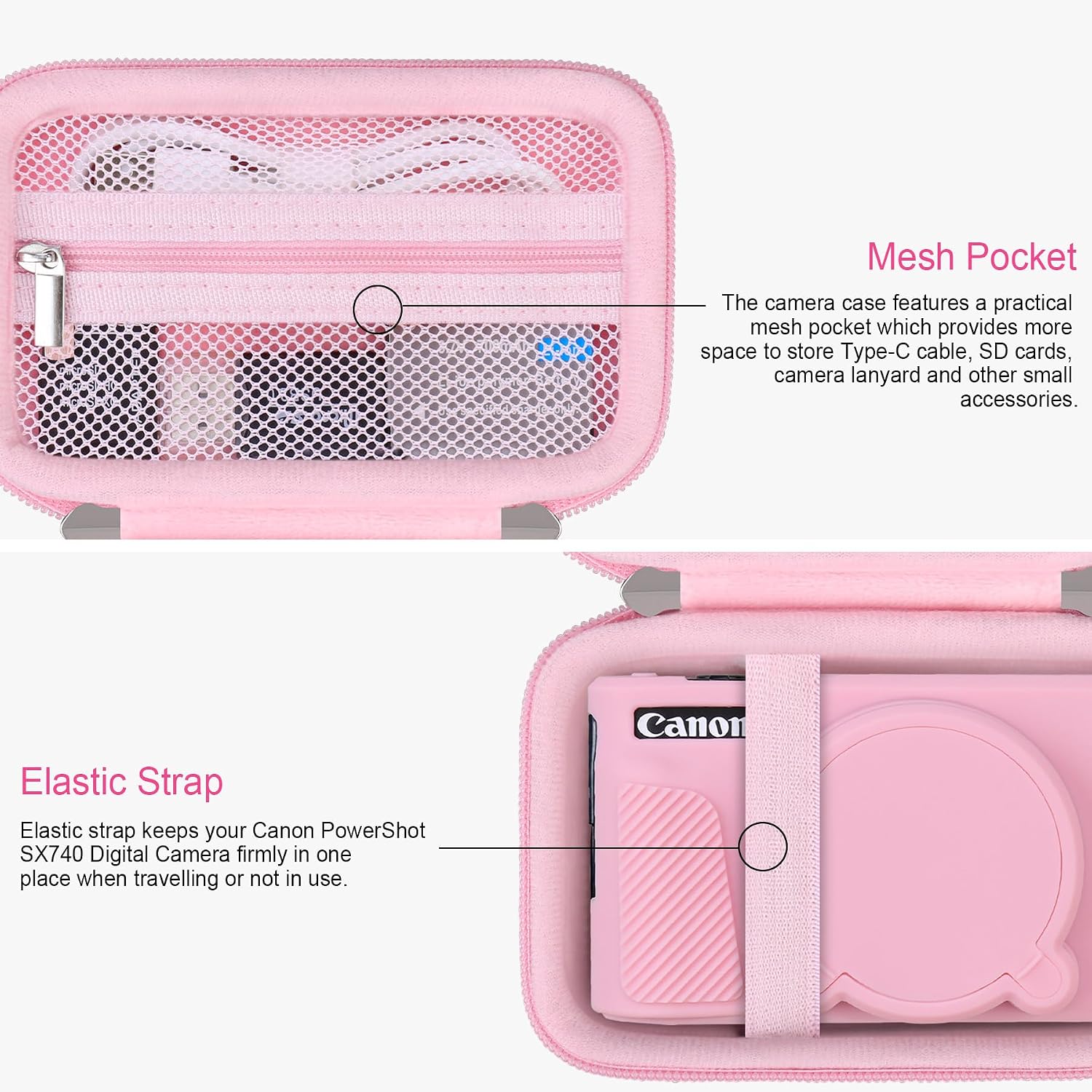 Thumbnail 3 de RAIALL Camera Case for Canon PowerShot SX740/SX730 HS with Soft Silicone Cover (Pink)