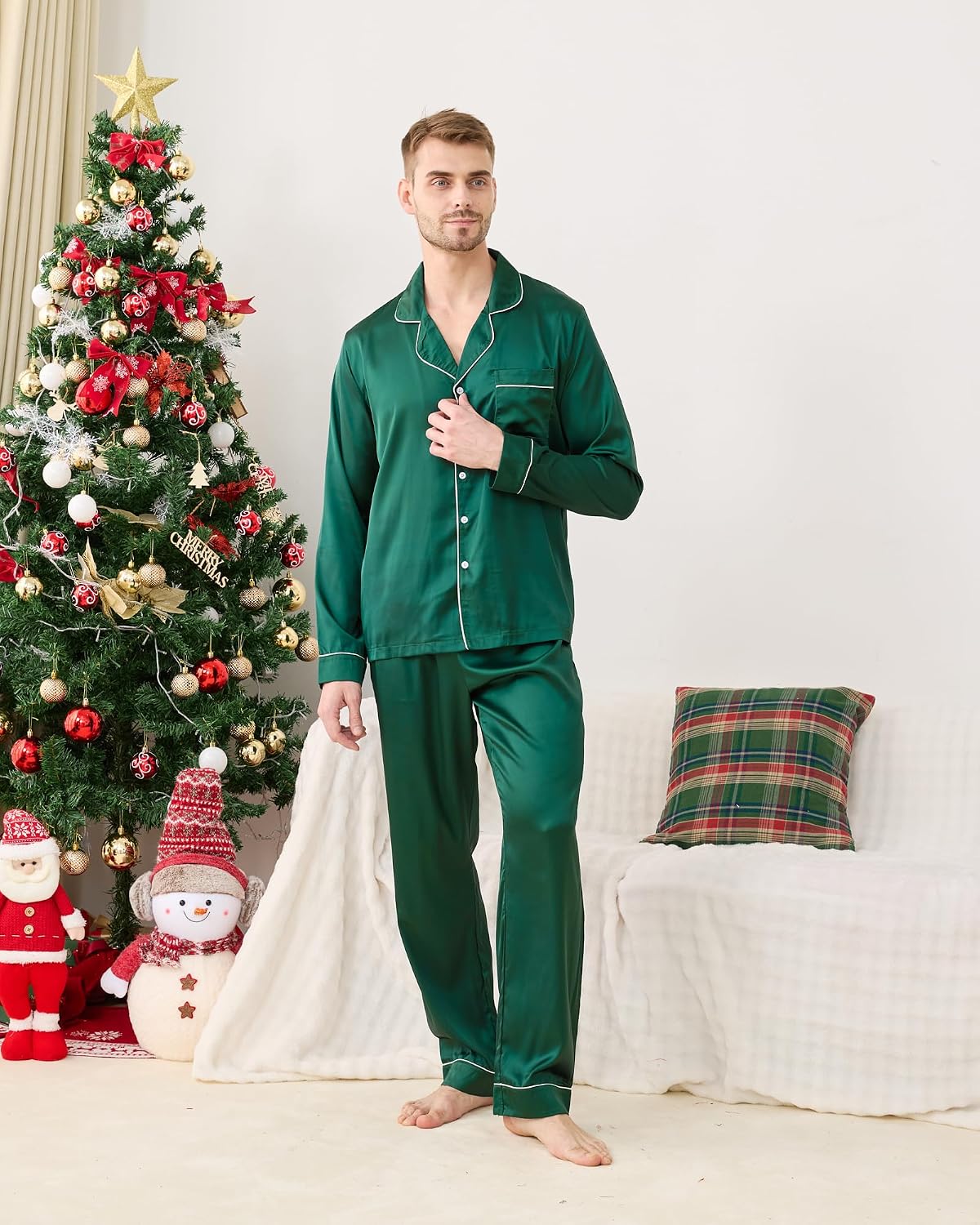 Detalle 1 de LYSTAO Matching Christmas Pajama Set, Satin