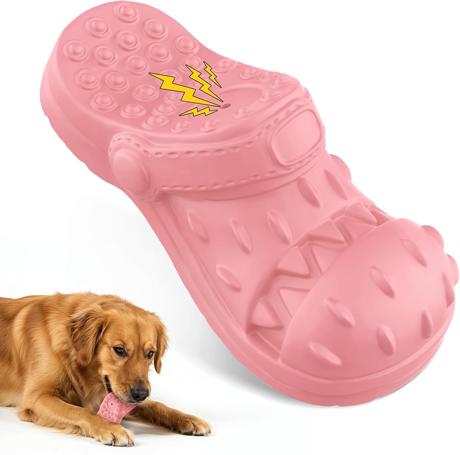 RUXAN Jouet pour Chien qui Couine en Caoutchouc Naturel — Saveur bœuf, 17 x 7,6 x 6,6 cm, pour tous les chiens (Rose)