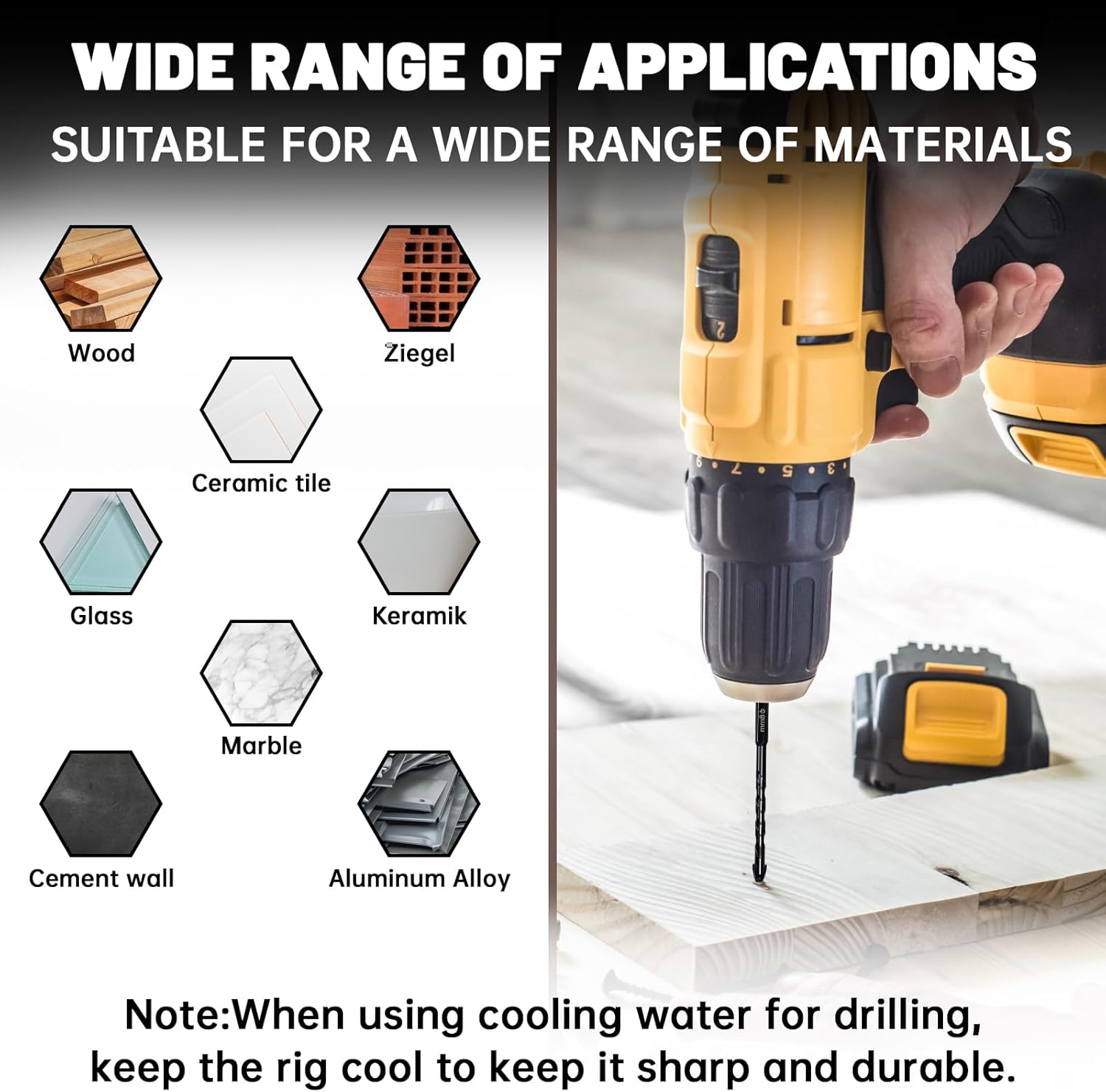 Thumbnail 3 de LALAGO Fliesenbohrer-Set 10-tlg, Ø 3–12 mm – Glas-, Keramik-, Beton- und Universalbohrer (Schwarz)